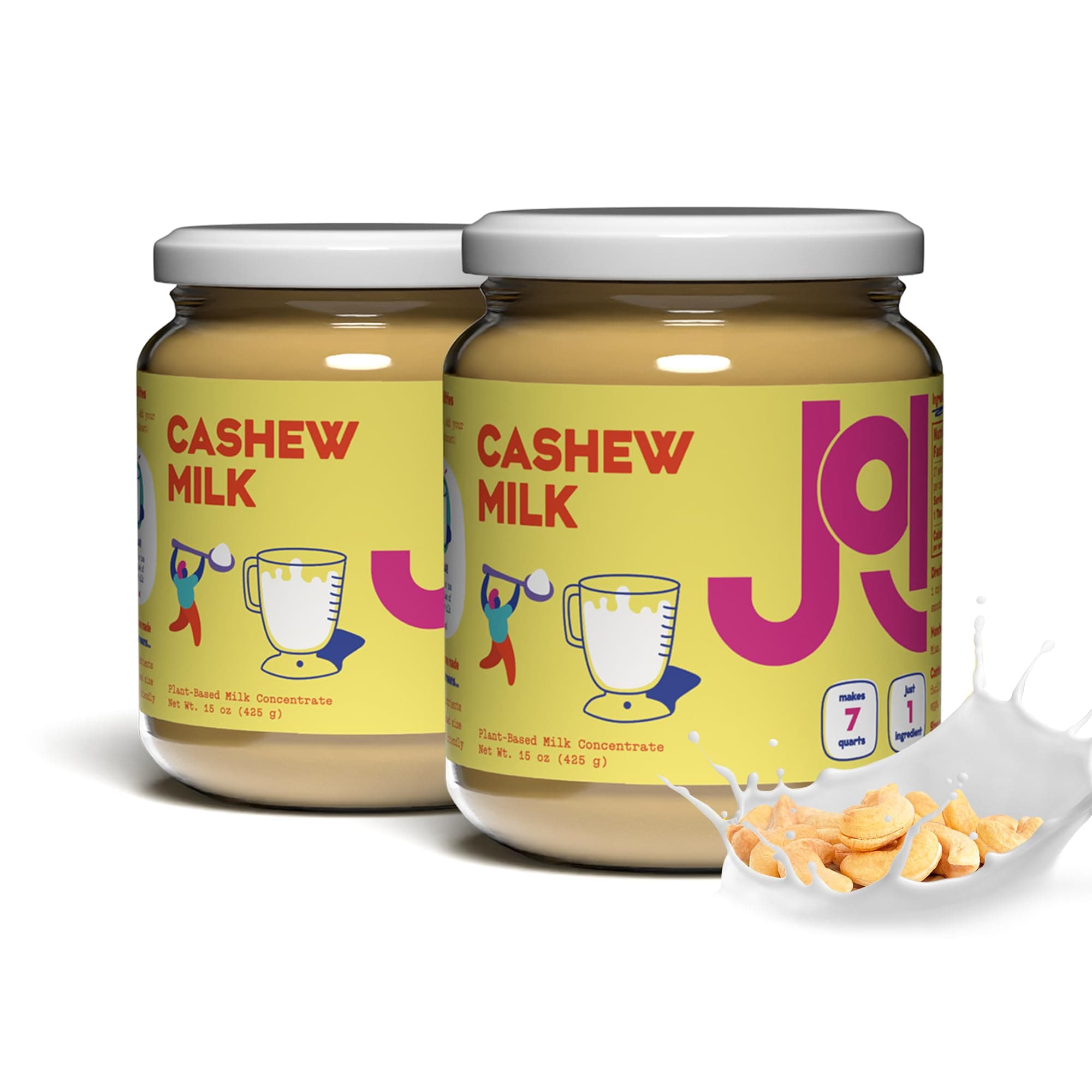 Cashew Milk Unsweetened Plain Concentrate by JOI - 2 Pack x 27 Servings - Vegan, Kosher, Shelf Stable, Keto-Friendly, Dairy Free, & Fat Free Milk - Almond Milk Powder Substitute, Coffee & Plant Milk Creamer