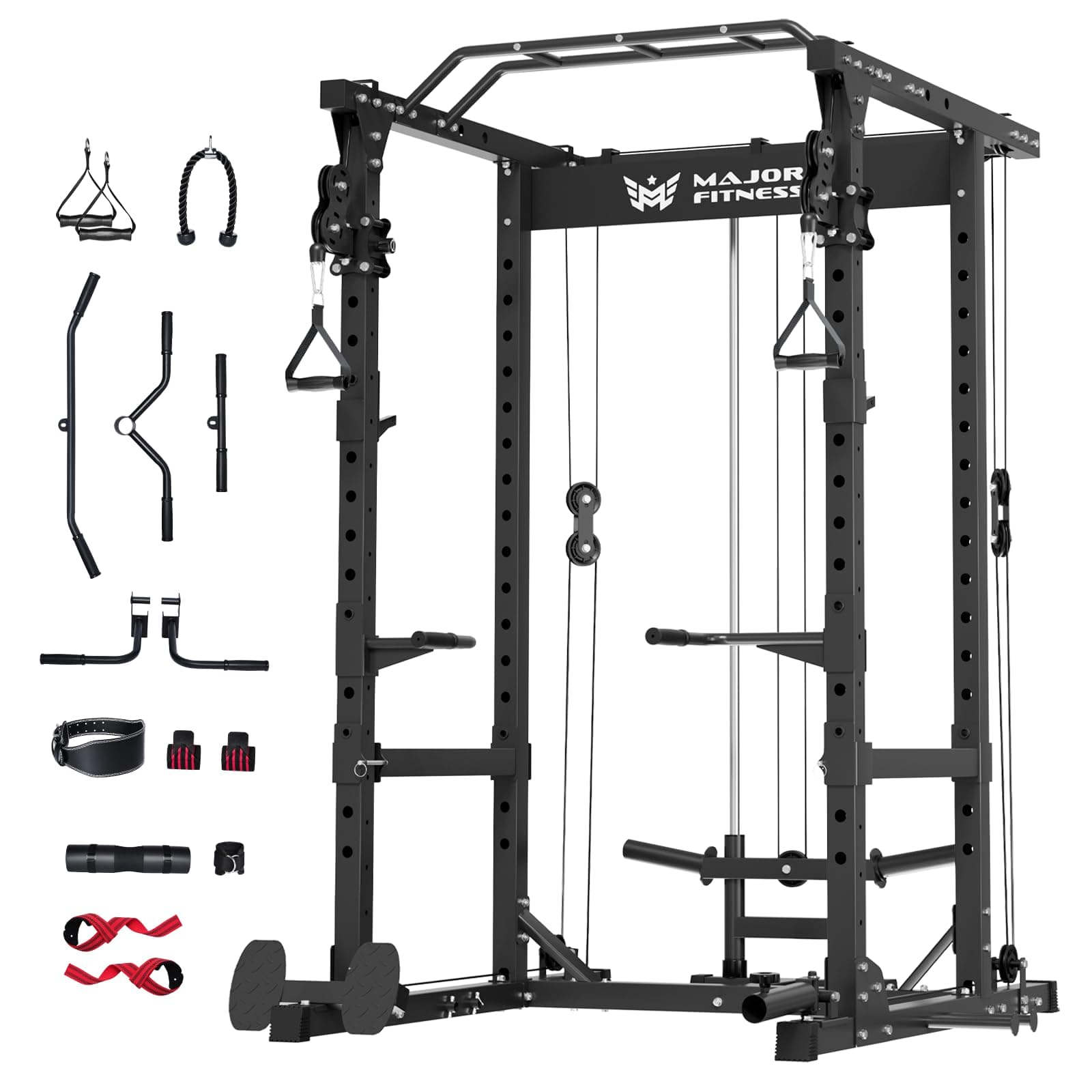 MAJOR FITNESS Drone1 Power Cage - Multi-Function Power Rack for Home Gym, Squat Rack, Cable Crossover System, for Strength Training