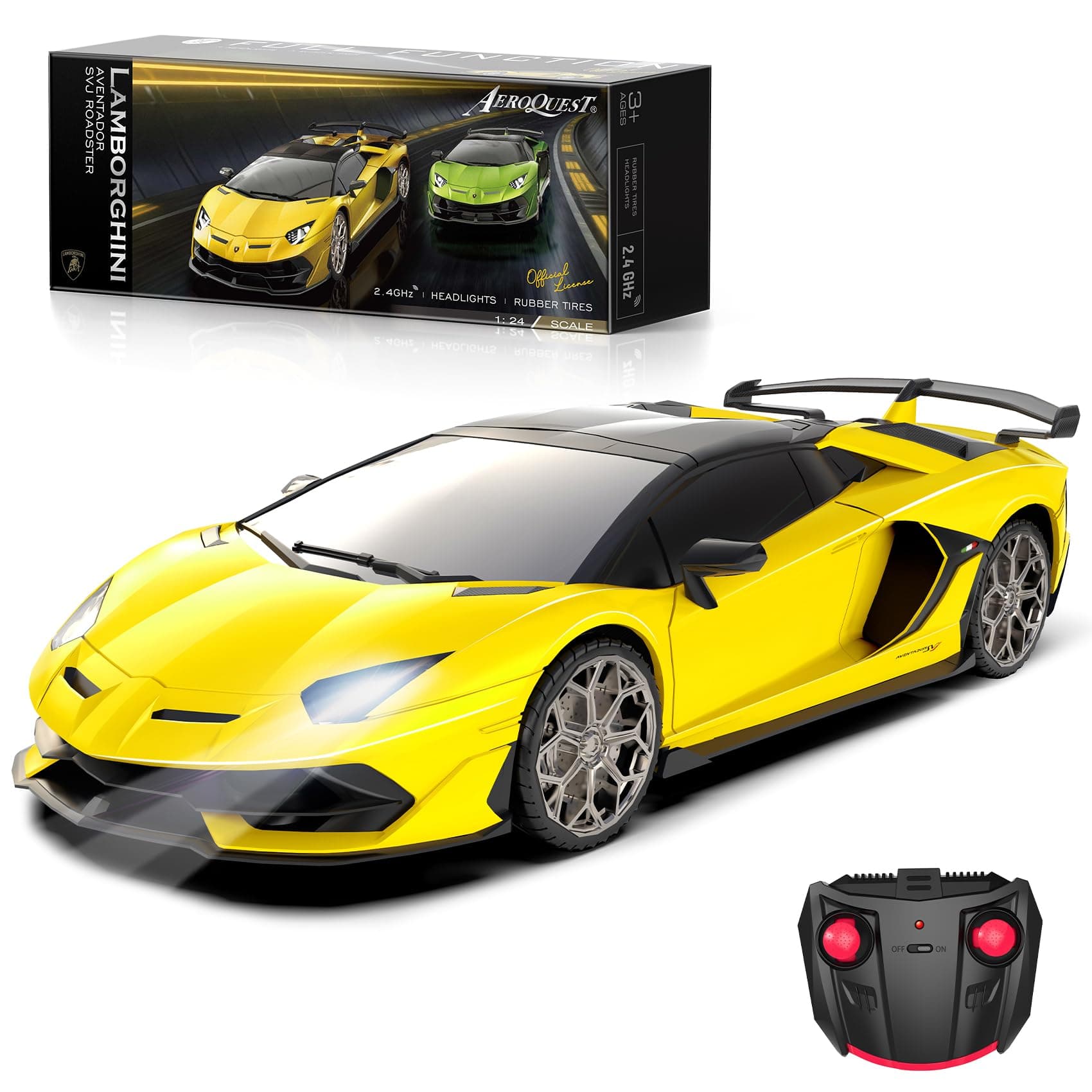 AEROQUEST 1:24 Lamborghini Remote Control Car,2.4GHz Officially Licensed Lamborghini Model RC Toy Car for Boys Girls Birthday Gift