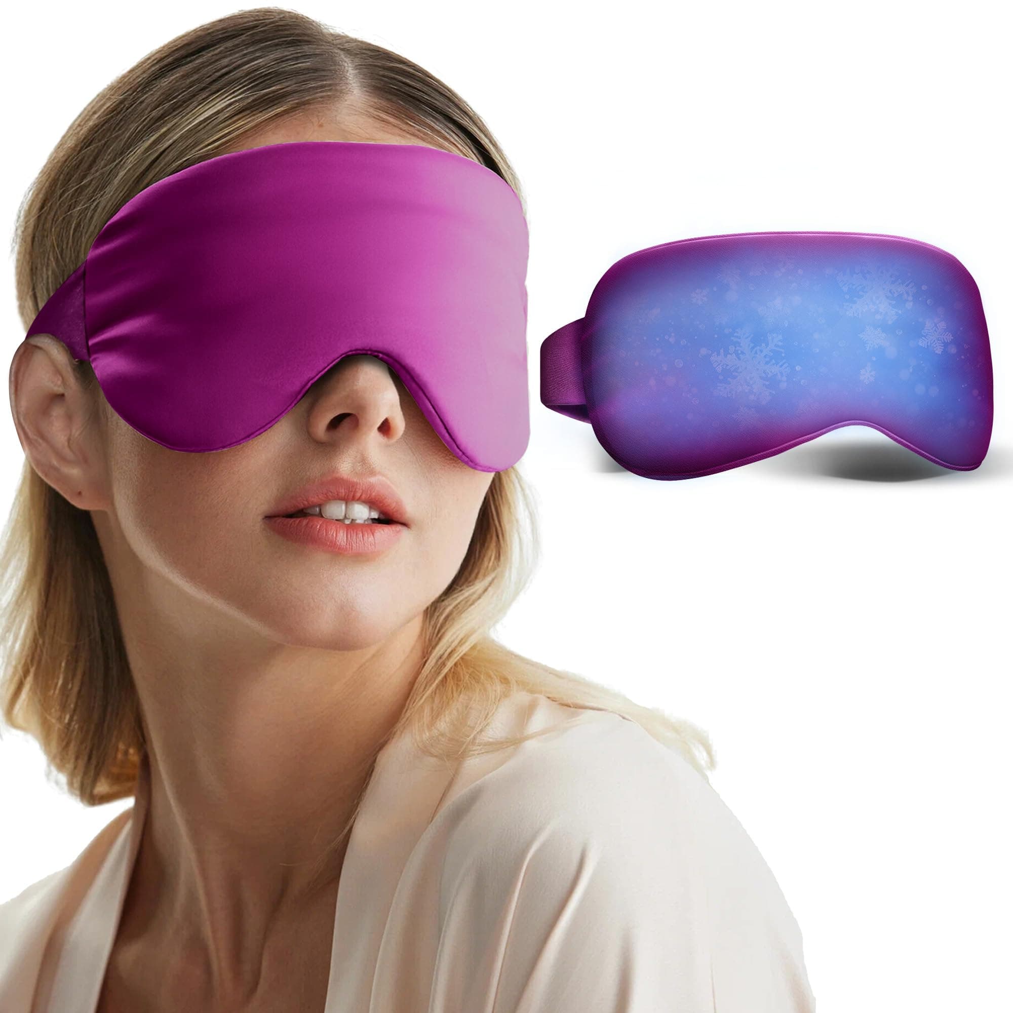 FACEMOON Cooling Eye Mask, Cold Eye Masks for Dark Circles, Puffiness, Headache, Migraines Weighted Gel Eye Mask Eye Ice Pack Reusable Cold Eye Compress (Purple)