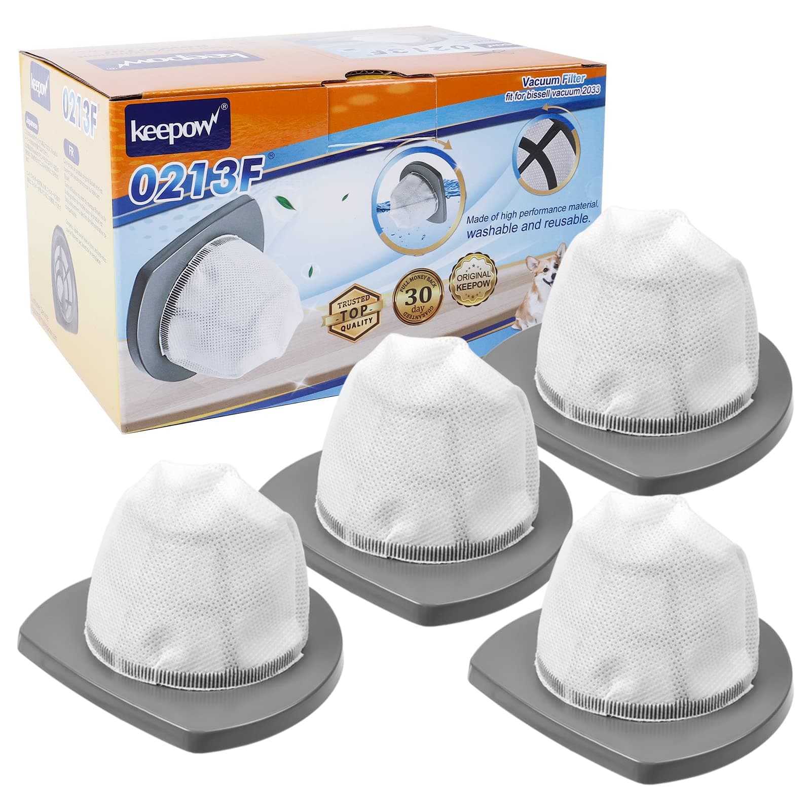 2033 Vacuum Filter Compatible with Bissell Featherweight Stick Lightweight Bagless Vacuum 2033, 20331, 20333, 20336, 20339, 2033M (4-Pack)