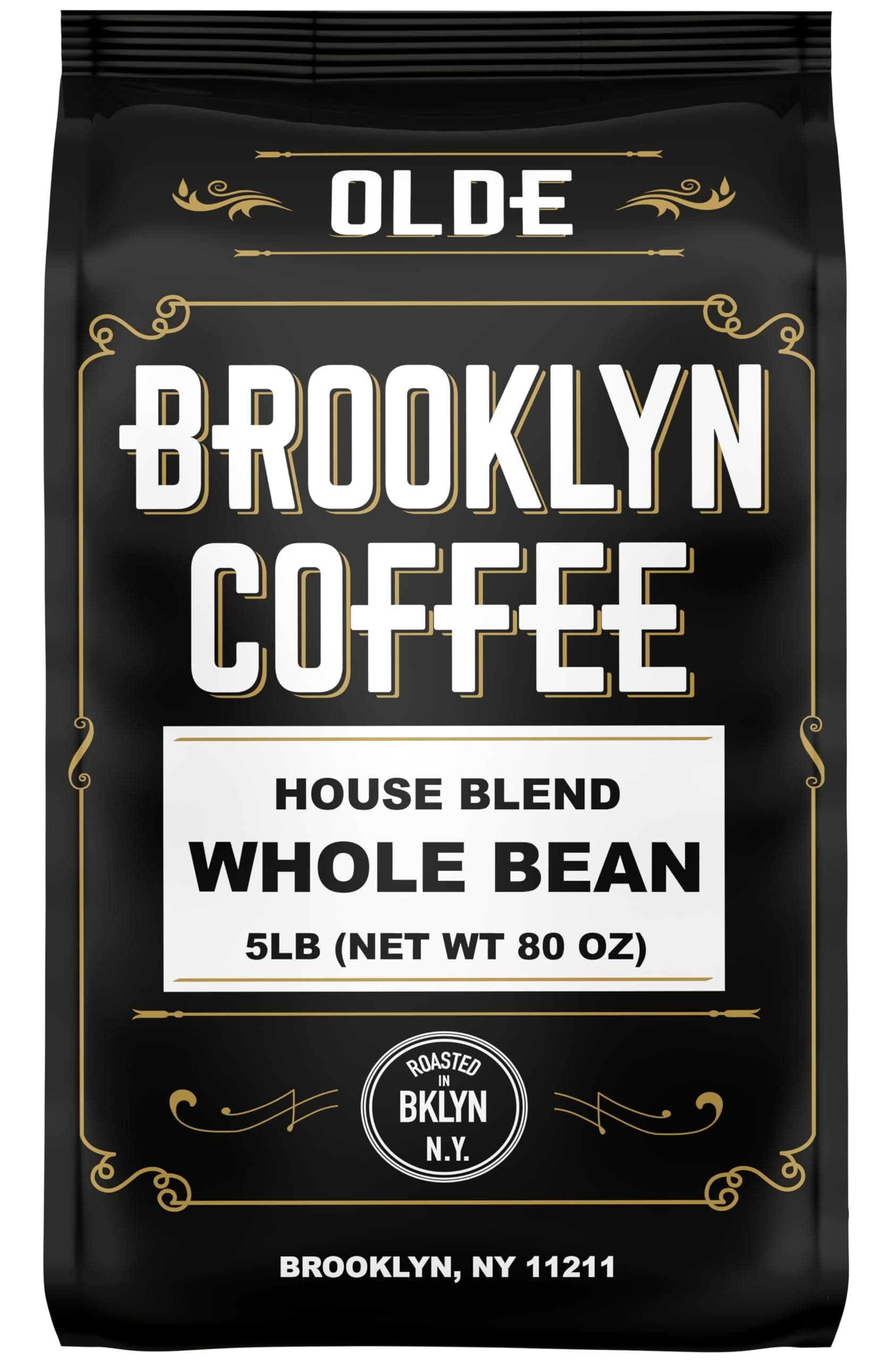 HOUSE BLEND Whole Bean Coffee- 5LB Bag For a Light-Medium Roast Coffee - Breakfast, House Gourmet, Italian Espresso-Roasted in New York