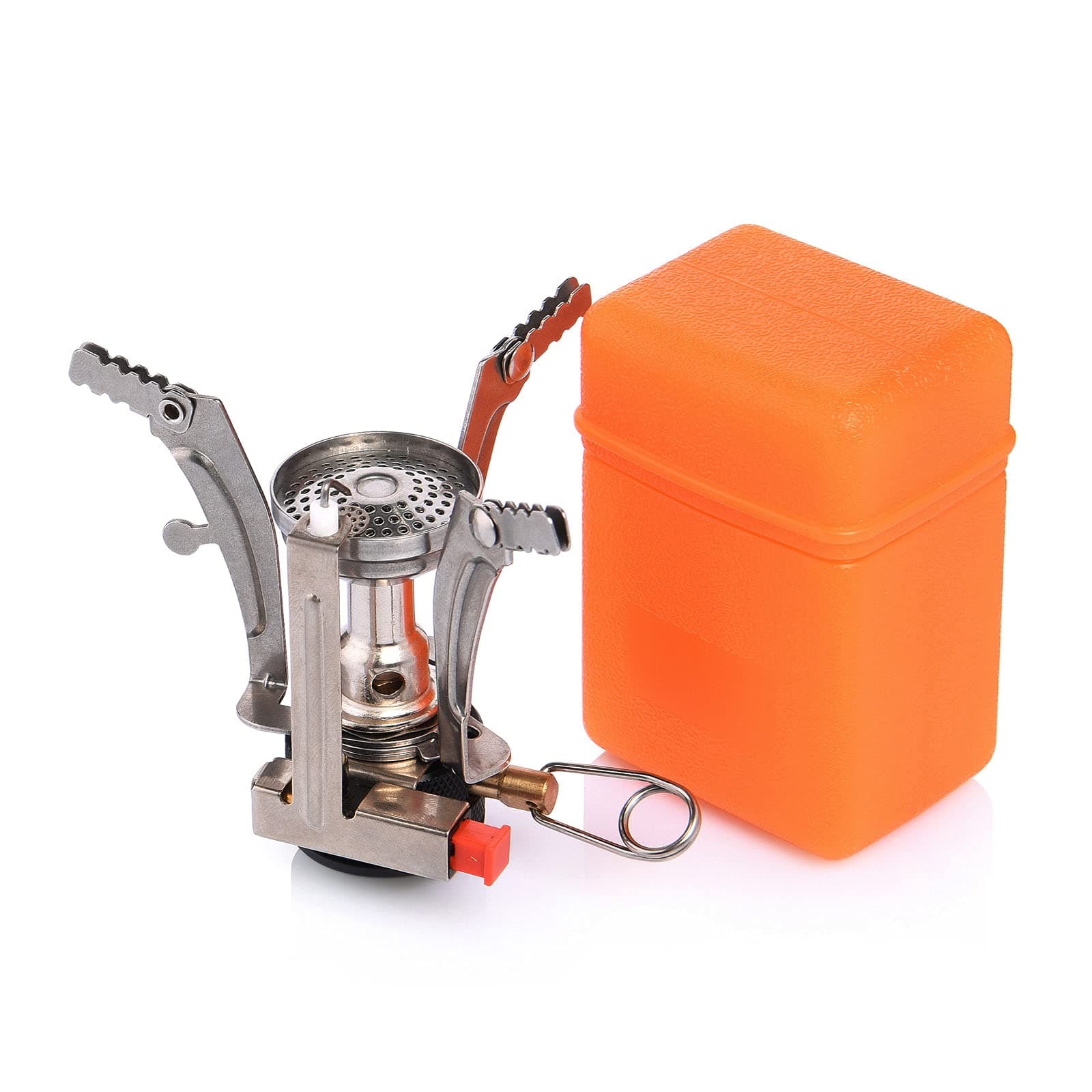 Portable Camp Stove with Piezo Ignition, Stable Support Wind-Resistance Backpacking Stove for Hiking, Camping, Ultralight