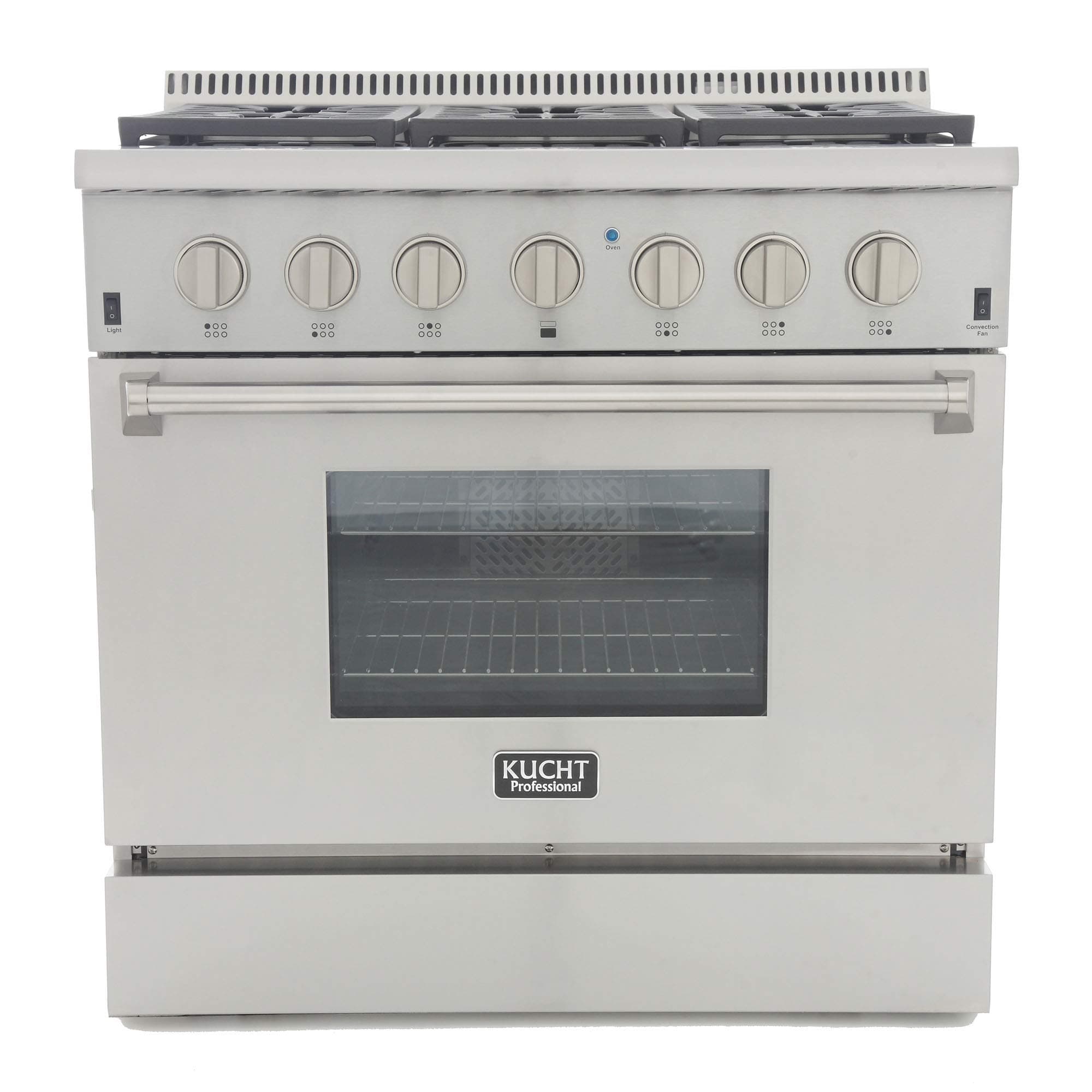 Kucht KRD366F-S Professional 36" 5.2 cu. ft. Dual Fuel Range for Natural Gas, Stainless-Steel, 36 inches, Classic Silver
