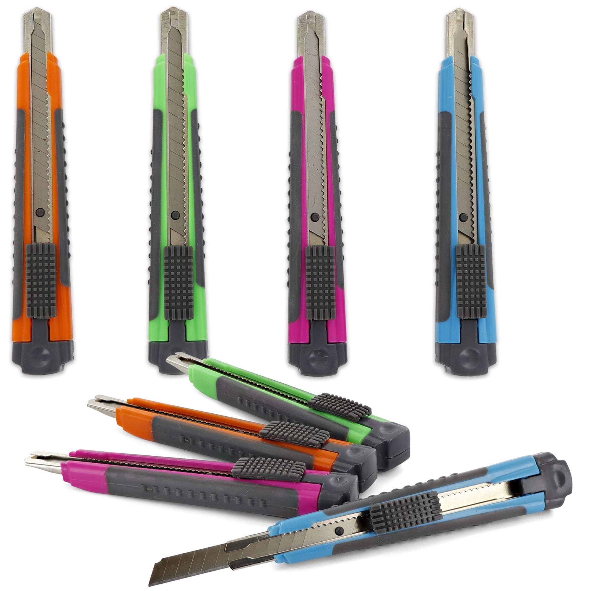 9 Mm Box Cutter W/Cushion Grip Easy Replacement Steel Blade Lightweight Body Snap Off Fiberglass Rubber Utility Knife for Cutting Boxes and Cartons Pack of 2 - by Emraw