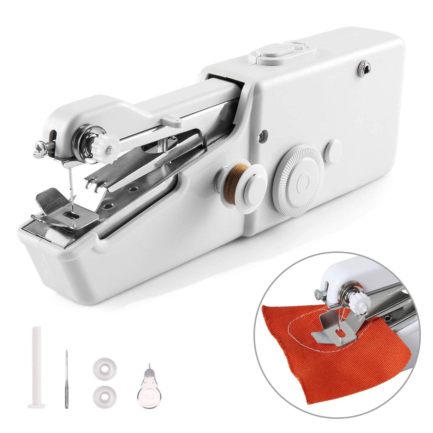 Portable Sewing Machine Handheld Mini Sewing Machine Meyuewal Cordless Craft Stitch Machine DIY Home Travel Stitching for Fabric Clothing Kids Cloth Pet Clothes (Battery Not Included)