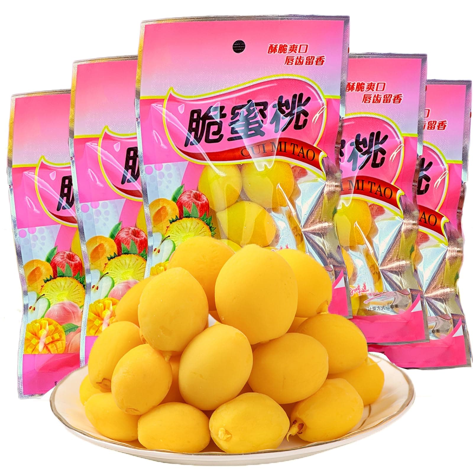10 Pack Sour Sweet Crispy Peaches, Dried Fruit Peach Snacks, Dried Peach,Chinese Special Snacks,Office Essential Exotic Dry Fruits脆逃