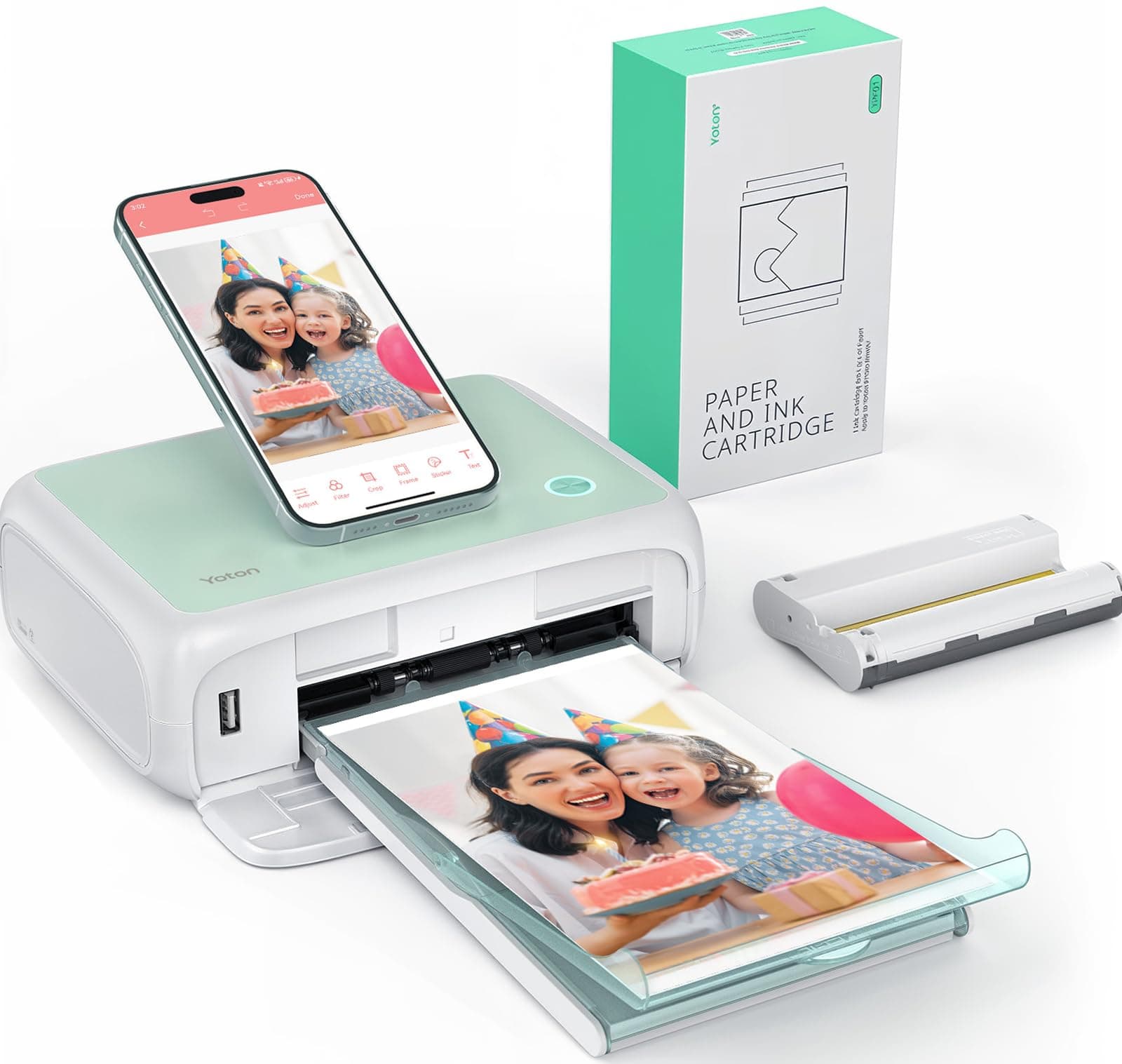 YOTON Photo Printer for Smartphone, Mobile Printer with 54 Pieces Photo Paper (4 x 6) and 1 Cartridge, Supports 15 Second AR Video Printing, WiFi Connection, Available for iOS and Android