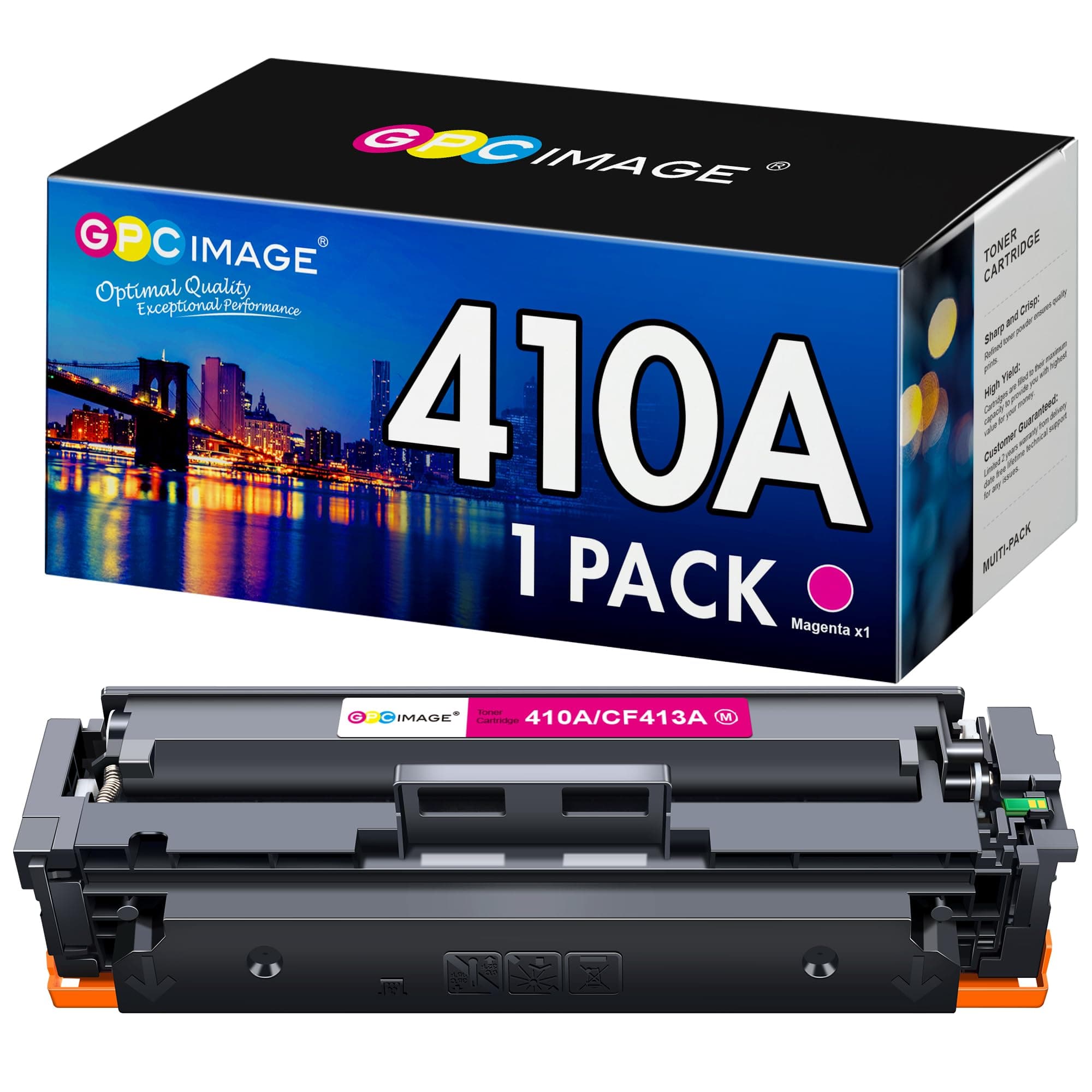GPC Image Compatible Toner Cartridge Replacement for HP 410A CF413A Compatible with LaserJet Pro MFP M477fdw M477fdn M477fnw Pro M452dn M452nw M452dw Toner Printer Tray (1 Magenta)