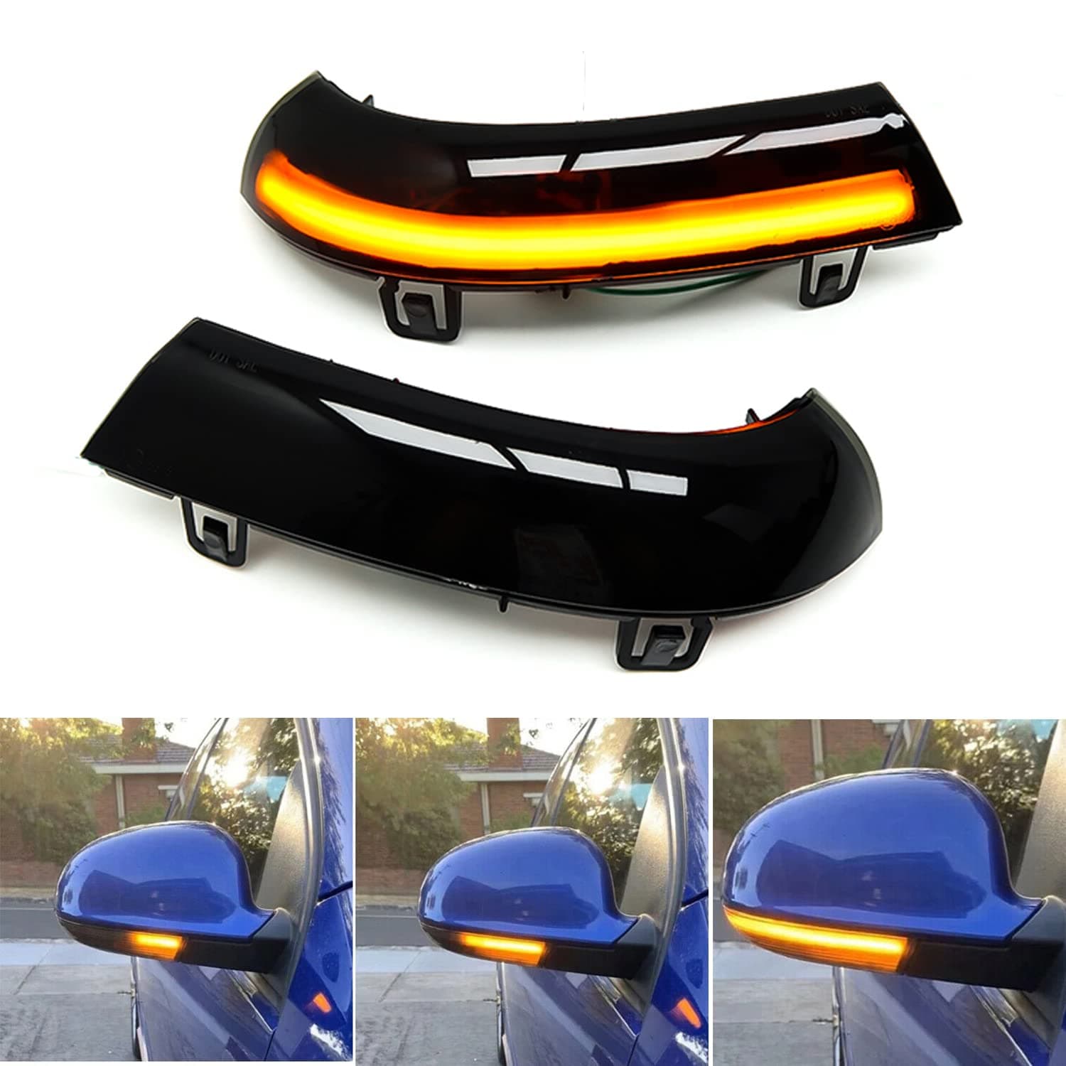 Sequential LED Side Mirror Lights Turn Signal Smoked Lens Compatible with VW Golf 5 EOS GTI Jetta MK5 Passat B5.5 B6 R36 Sharan Skoda Superb B5,Amber