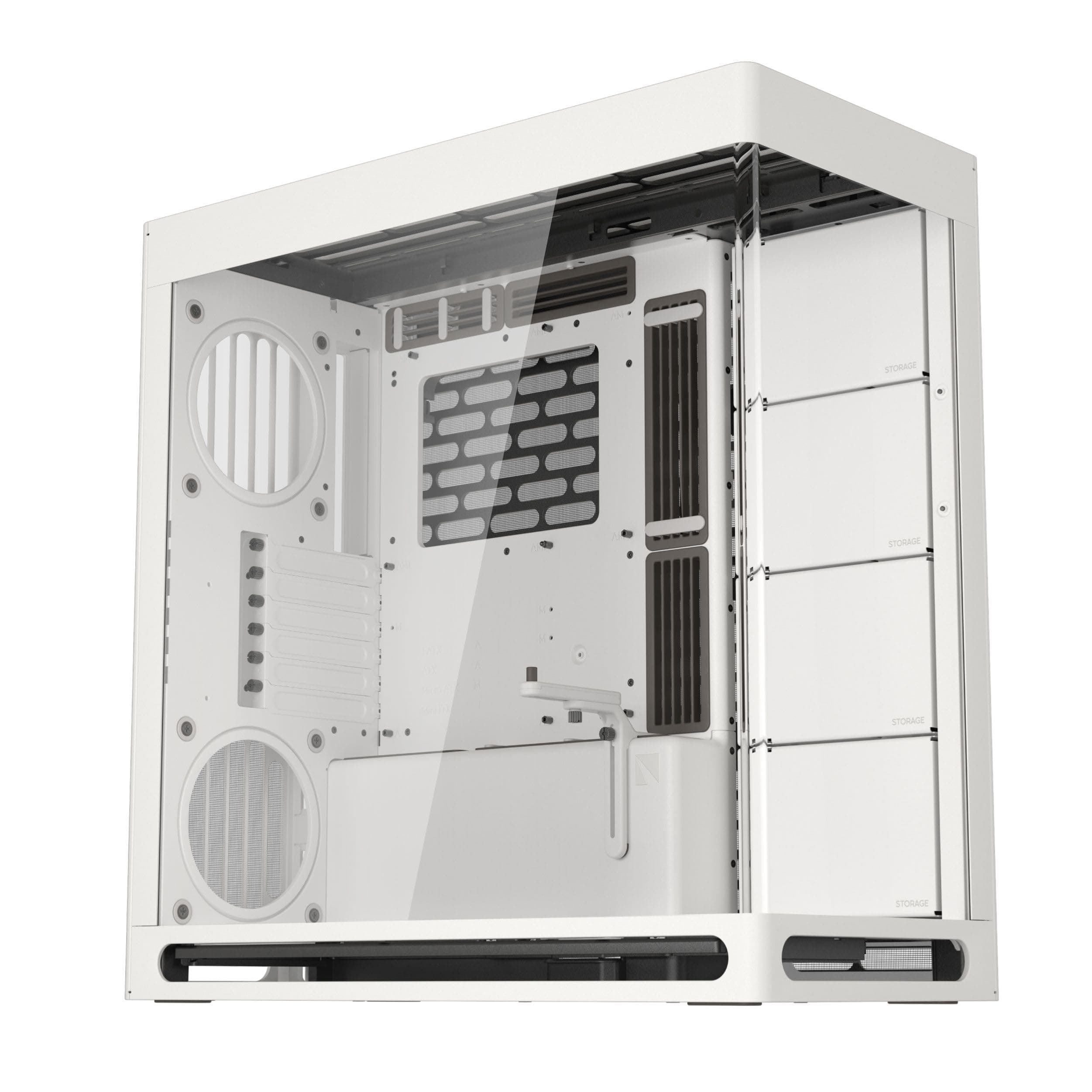 - HS 420 Dual-Chamber Mid Tower PC Case ATX White | Hybrid Design, 11x 140mm Fan Slots & 3X 420mm Radiator Support, SimpliCable Cable Management, Tempered Glass, PWM Fan Hub