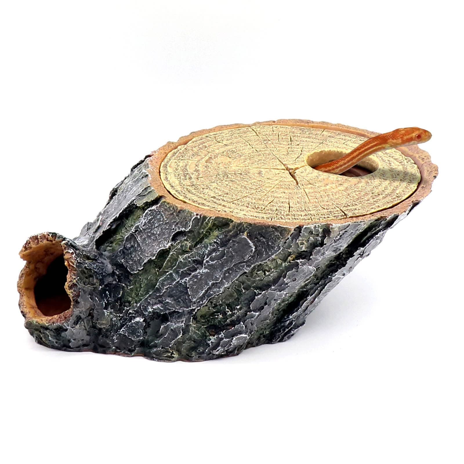Reptile Decor Artificial Tree Trunk Cave for Terrariums, Snake Hide, Resin, Bark Color, 5 x 3.9 x 3.5 inches