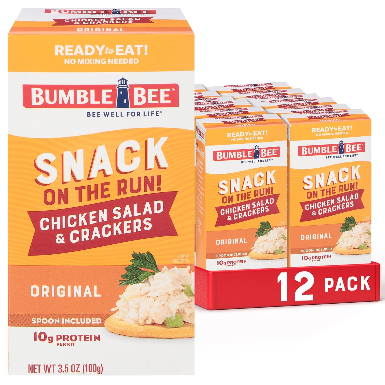 Bumble BeOn-The-Go Meal Solution w/Crackers, Chicken Salad, 3.5 oz, 12/Carton