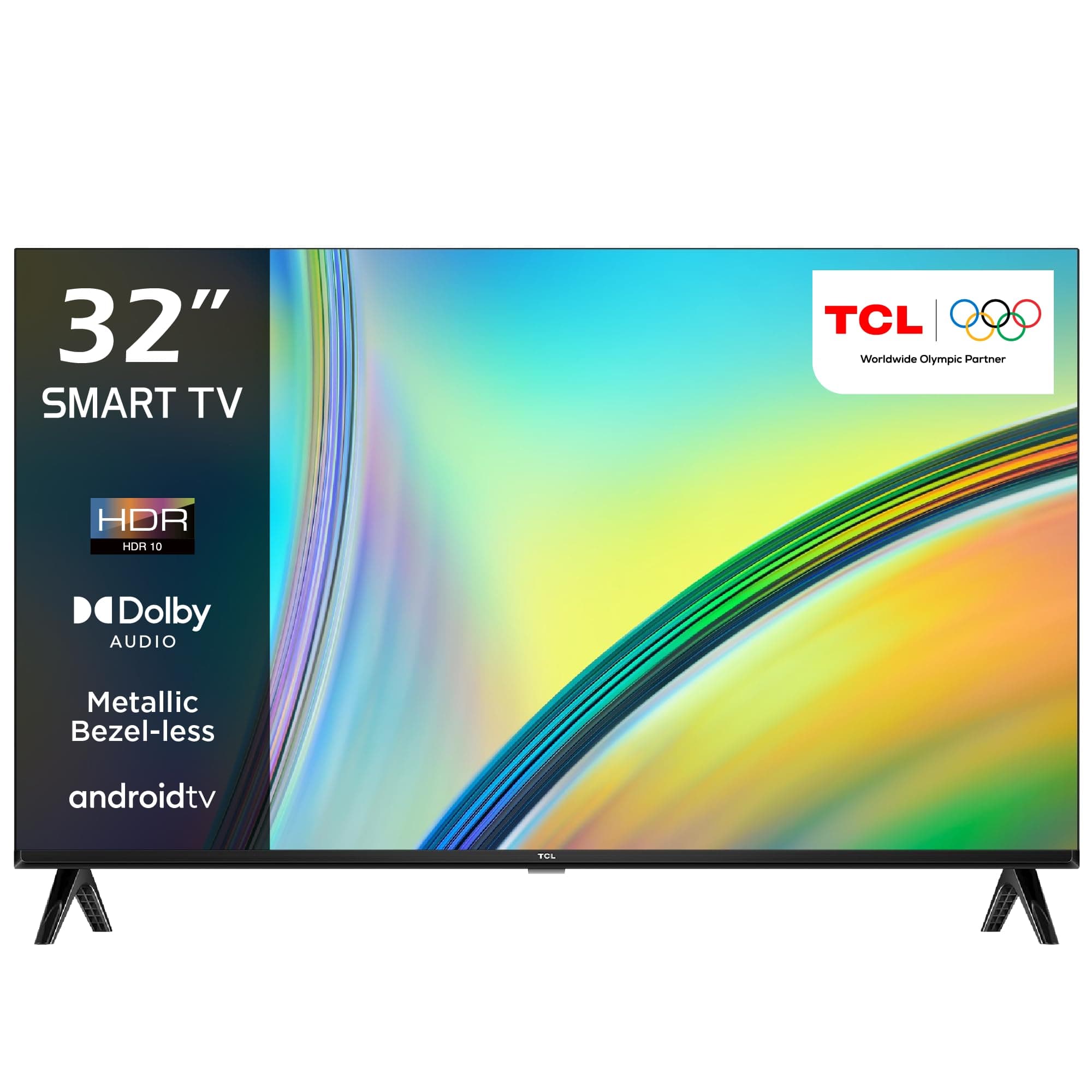 TCL 32 Inch LED HDR Full Frameless Smart TV, Android TV, Google Assistant, Dolby Audio Sound, Netflix, Youtube, Google Play Store, 32S5400AF - (2024 Model)