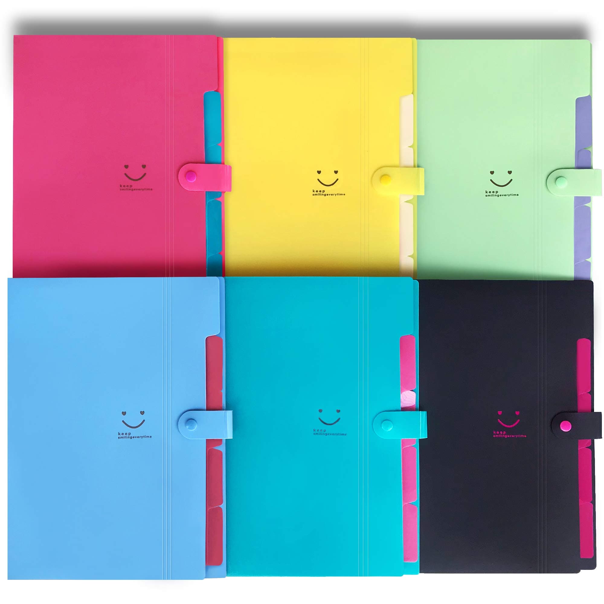 Initial heart 6 Colored Expanding File Folders with 5 Pockets Accordian Folder Organizer A4 Letter Size Plastic Snap Closure Paper Organizer Document Holder for School Office Travel(6 colores fashion)