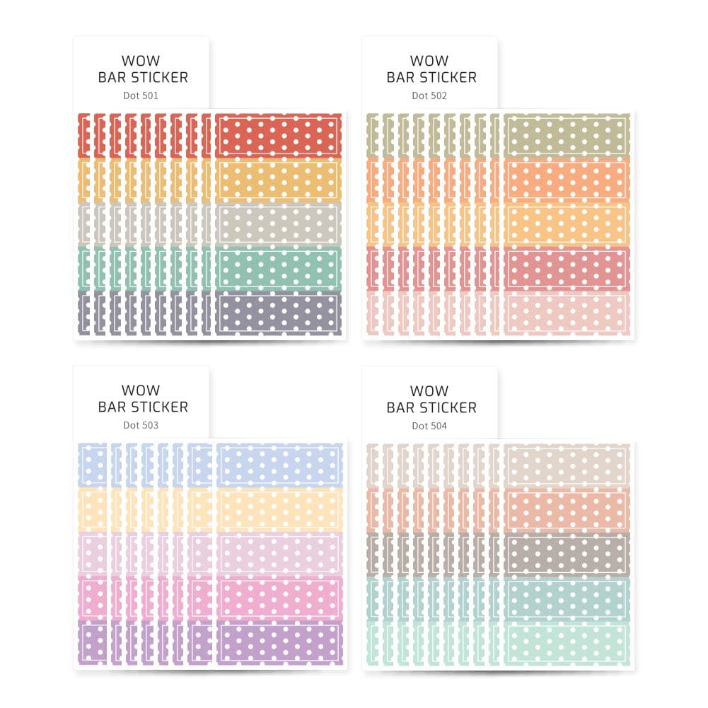 Monolike Wow Bar Sticker Dot Set - Mini Size Cute Stickers, Square Stickers