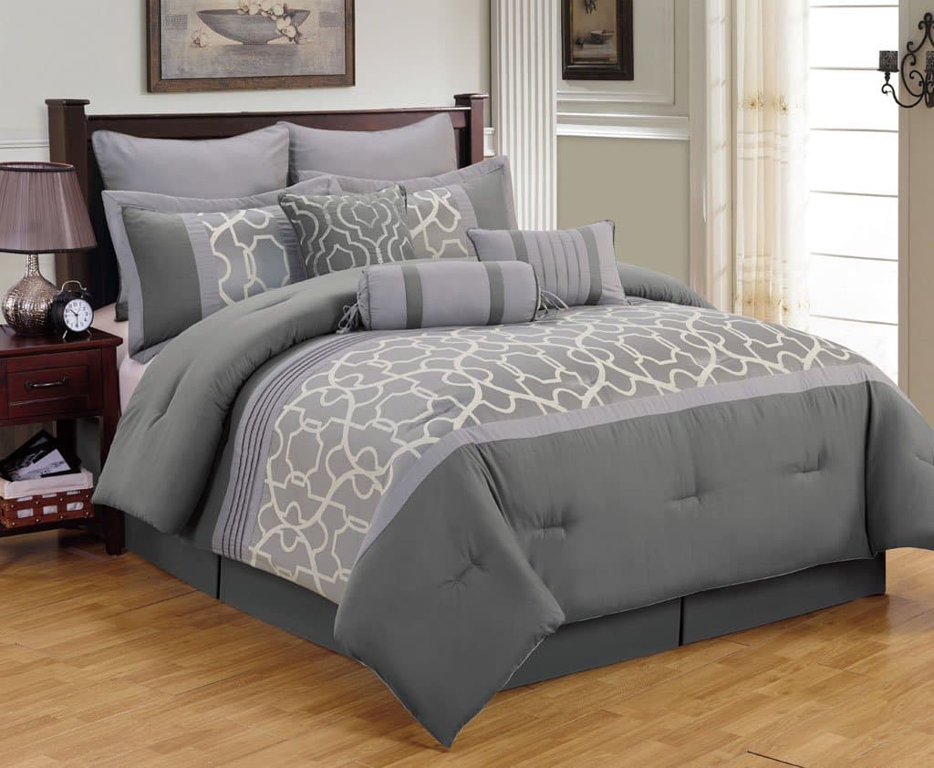 KingLinen 9 Piece Queen Aisha Gray Comforter Set