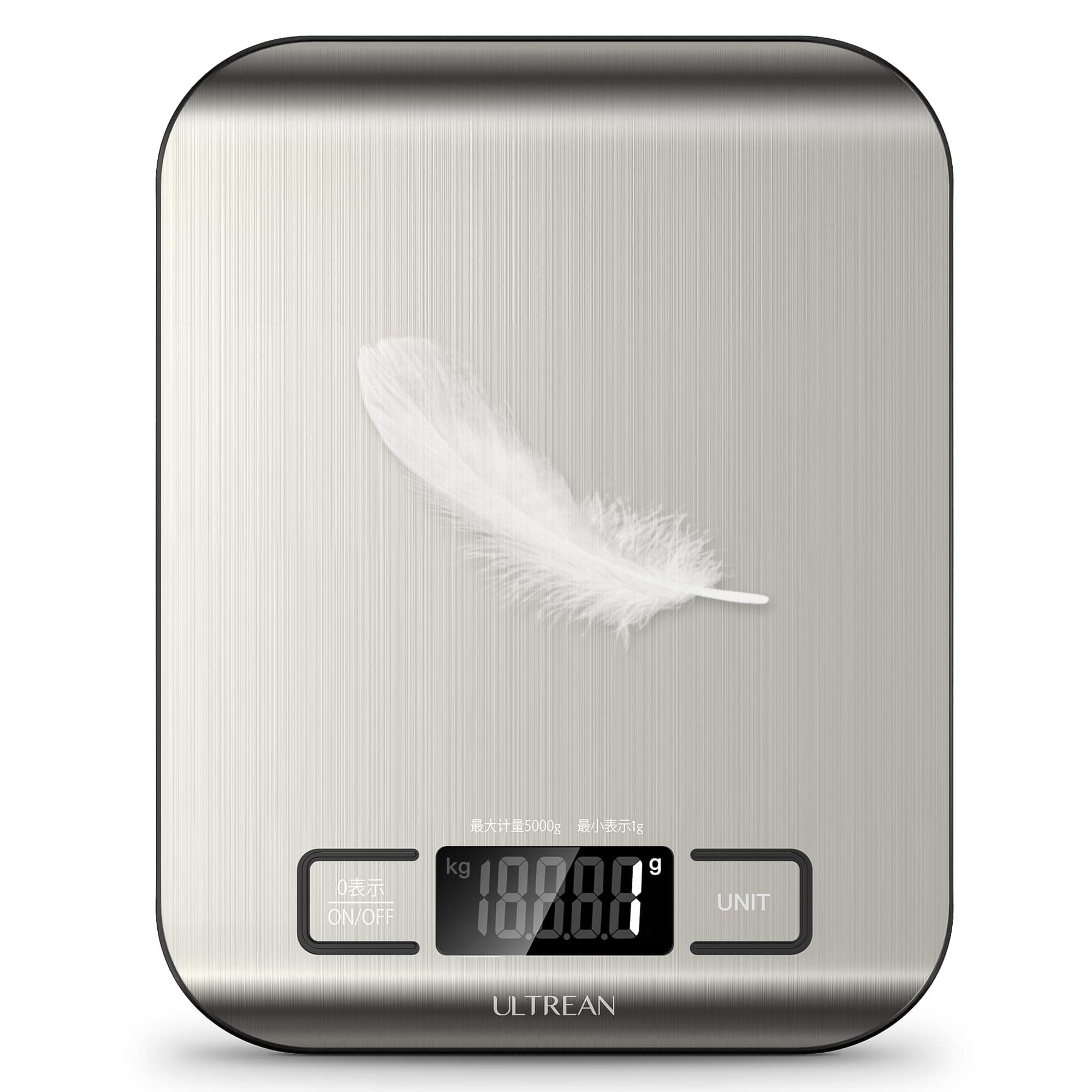 Ultrean Kitchen Scale 5kg Digital Scale Surface Waterproof 1g Unit LCD Display Electronic Measuring Instrument Cooking Baking Dessert Making Lightweight Pouch Drawing Function (Battery Included)