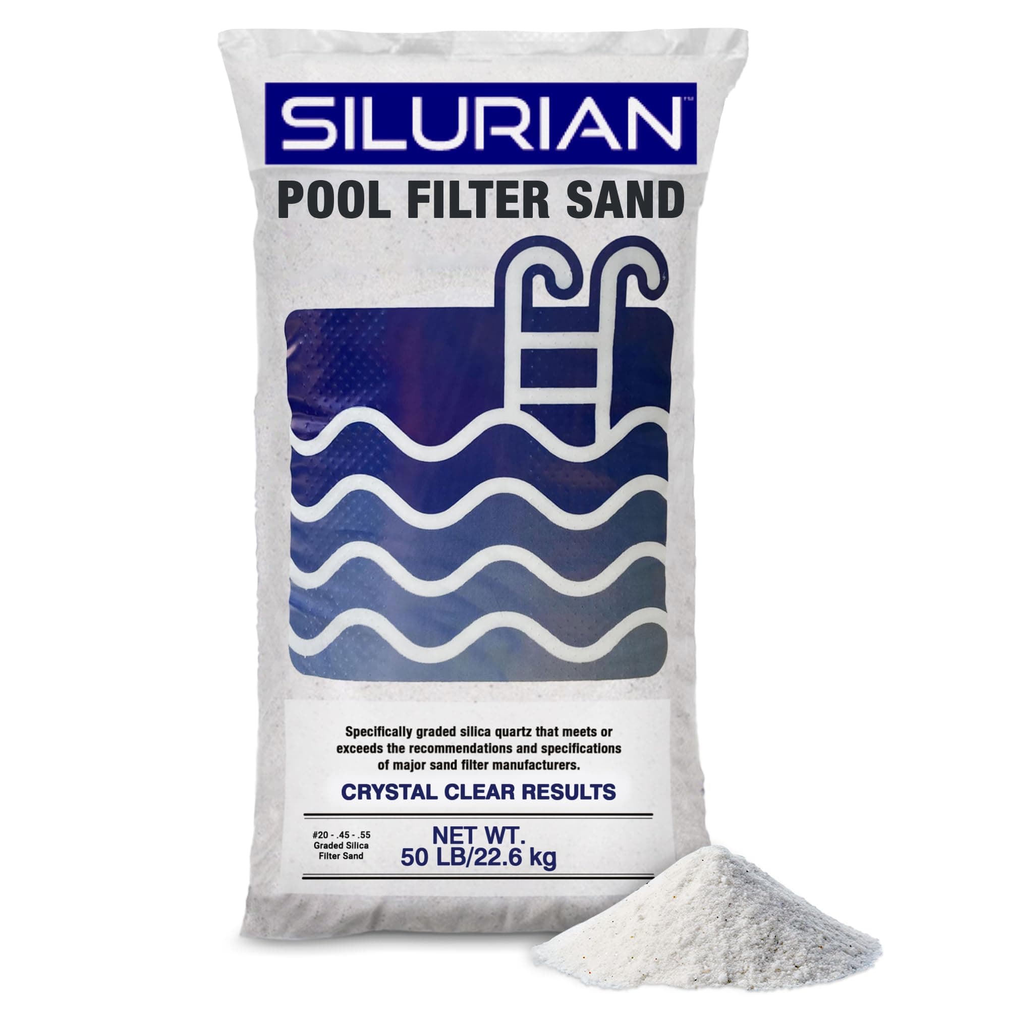 US Silica SILURIAN 20 Grade Angular Pool Filter Sand, Washed and Screened Angular Particles, Ideal for Pool Filtration and Optimal Water Clarity