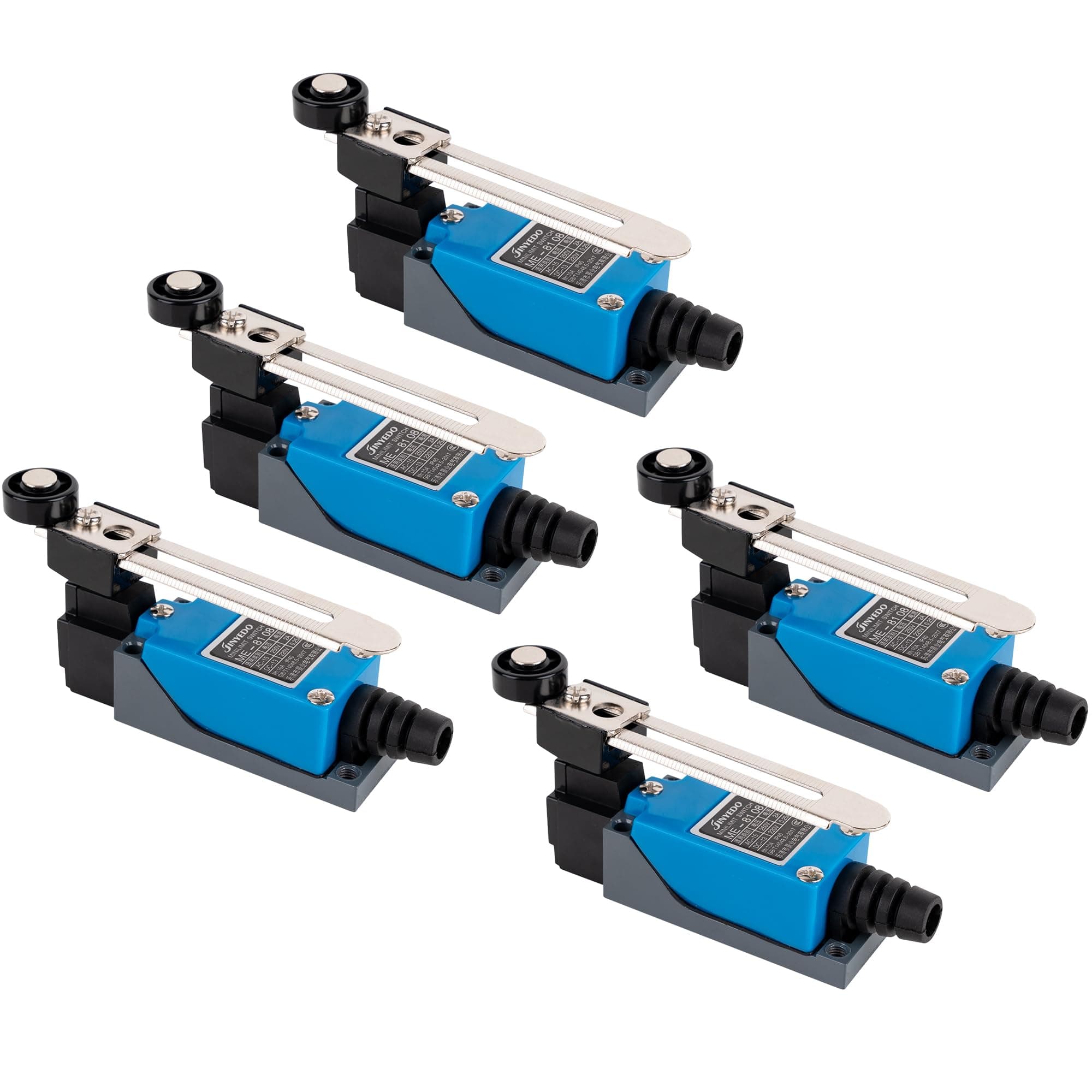 BlueStars 5Pcs ME-8108 Momentary Roller Lever Arm Limit Switch NC-NO AC 250V 5A DC 115V 0.4A for CNC Mill Router