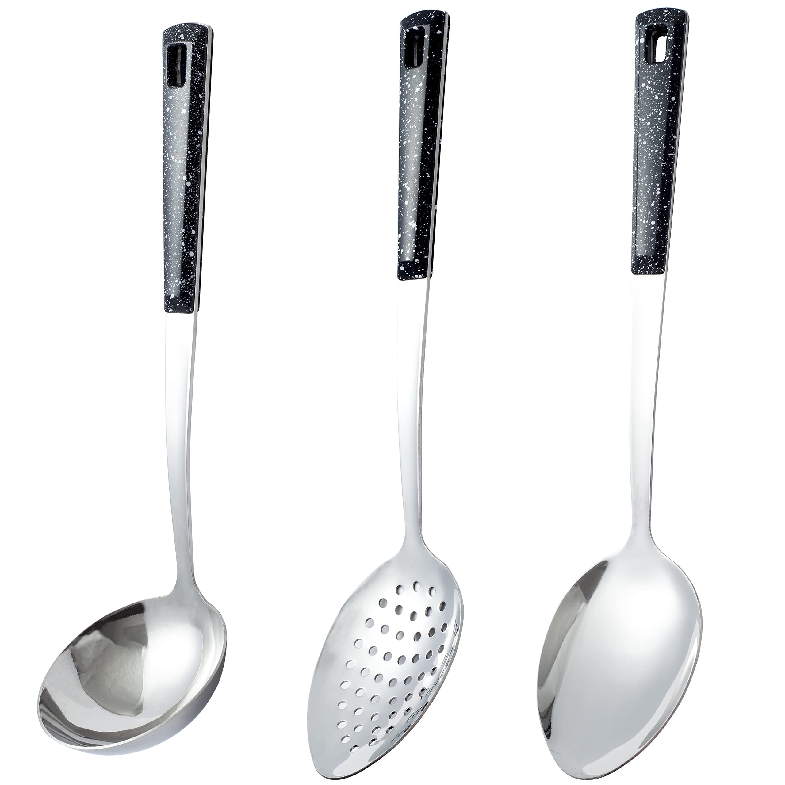 3-Piece,Stainless Steel Serving Spoon Set with Slotted Spoon, Serving Spoon, and Perforated Spoon,soup ladle