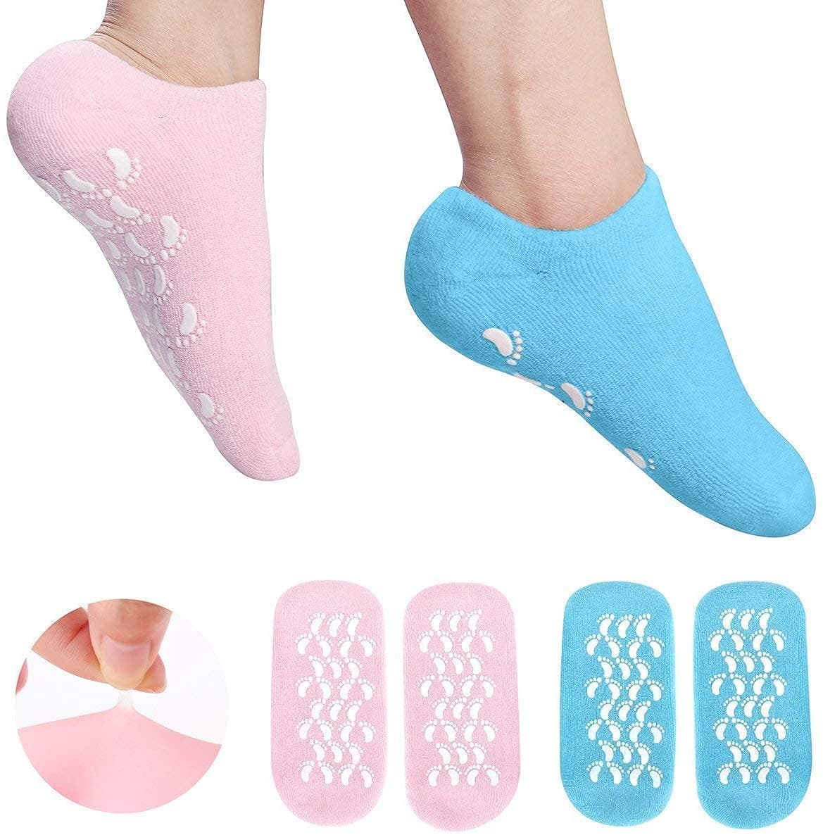 Cookitchen Silicon Socks Heel Pad Moisturize Spa Socks Crack Spa Gel Socks for Women and Men Feet Protector Crack Heel Repair Dry Cracked Feet and Soften Skin 1 Pair