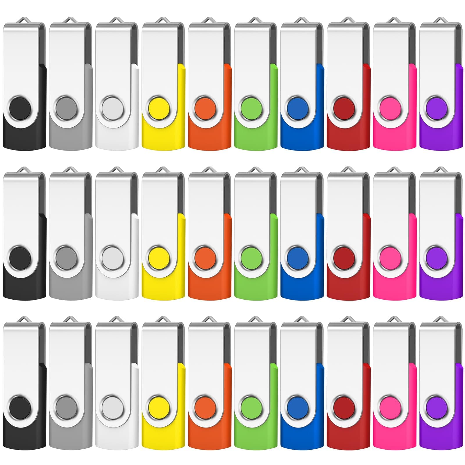 AreTop 16GB 100-Pack Flash Drive, Bulk USB 2.0 Memory Stick Thumb Drives(16GB 100 Pack, Mix Color)