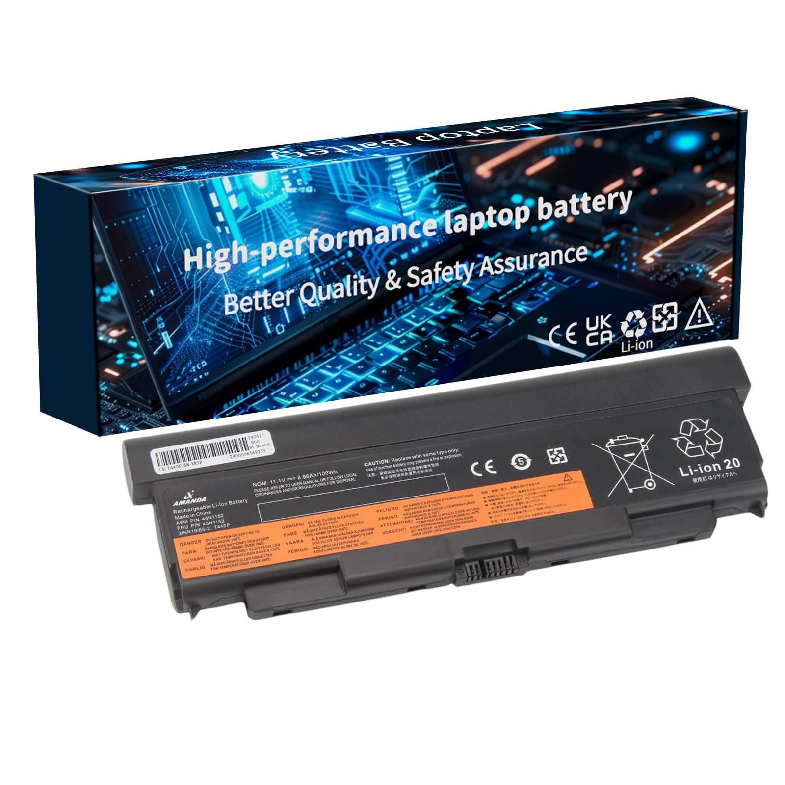 9 Cell 57++ New Battery Replacement for Lenovo ThinkPad T440P T540P W540 W541 L440 L540 45N1152 45N1153 0C52864 11.1V 8960mAH1