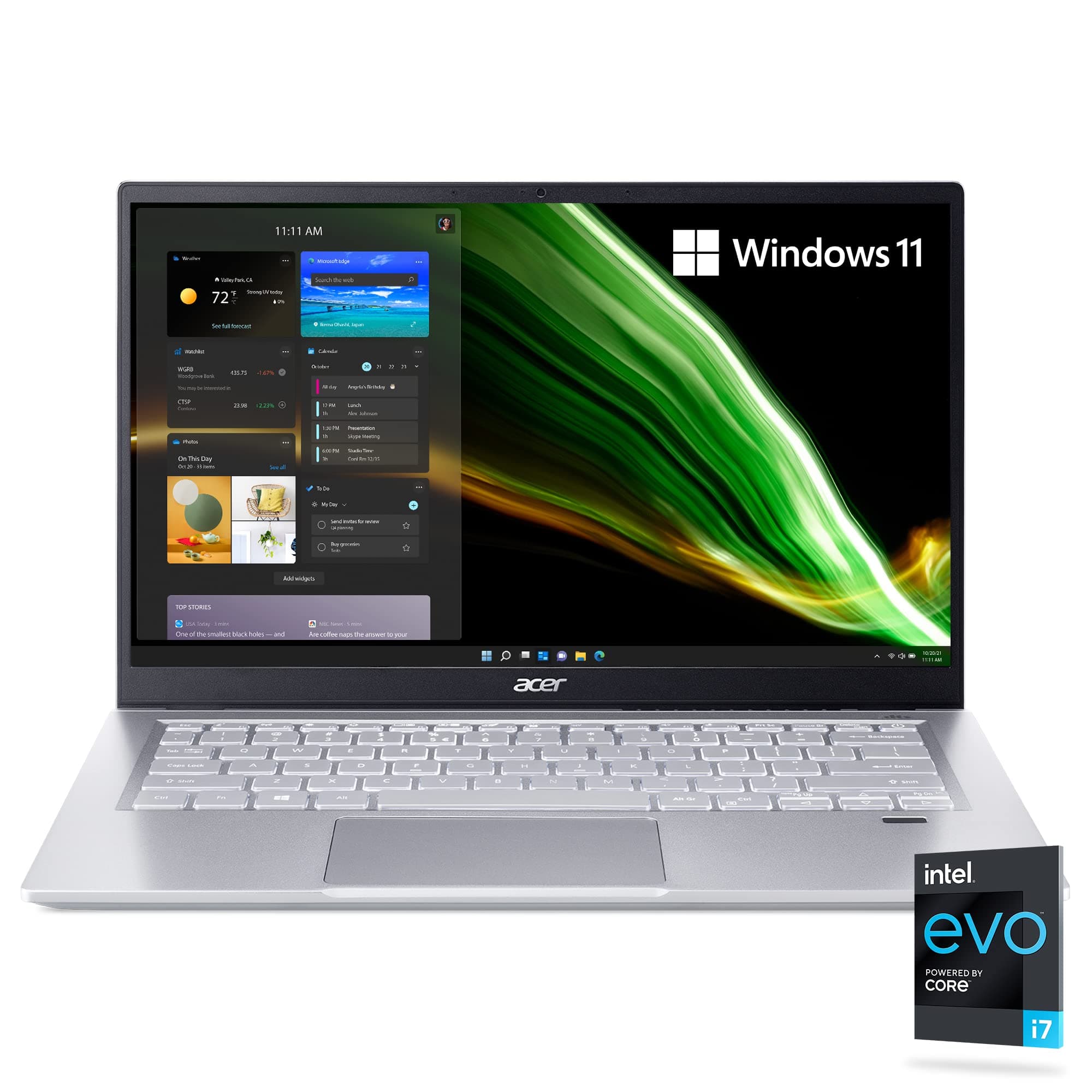 Swift 3 Intel Evo Thin & Light Laptop 14.0" Full HD IPS Intel Core i7-1165G7 Intel Iris Xe Graphics 16GB LPDDR4X 512GB NVMe SSD WiFi 6 Back-lit KB Windows 11 Home SF314-511-753K