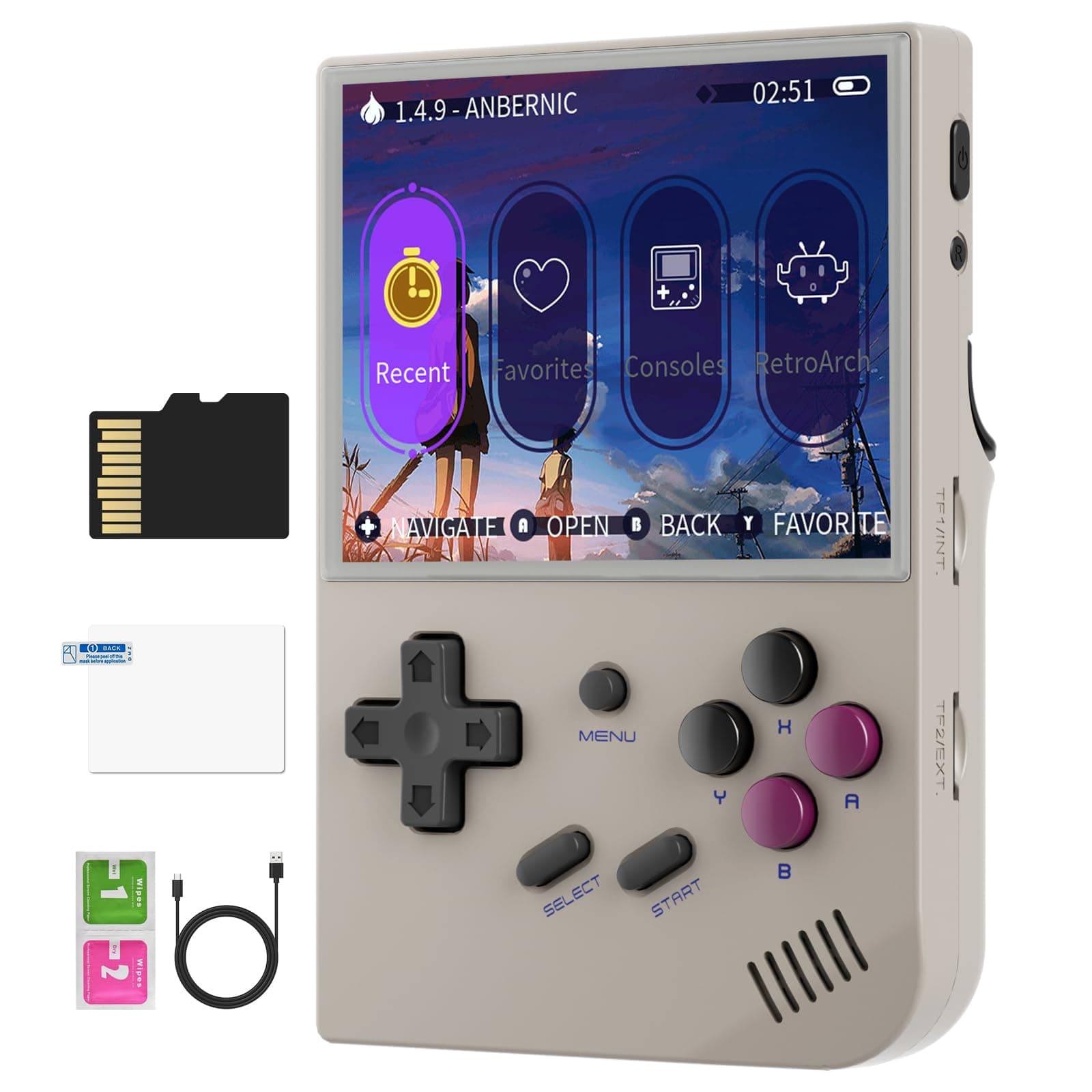 RG35XX Handheld Game Console Linux Garlic OS, HDMI and TV Output 3.5 Inch IPS Screen 64G TF Card 6800+ Classic Games 2600mAh Battery ( (RG35XX-Vintage Grey Latest)