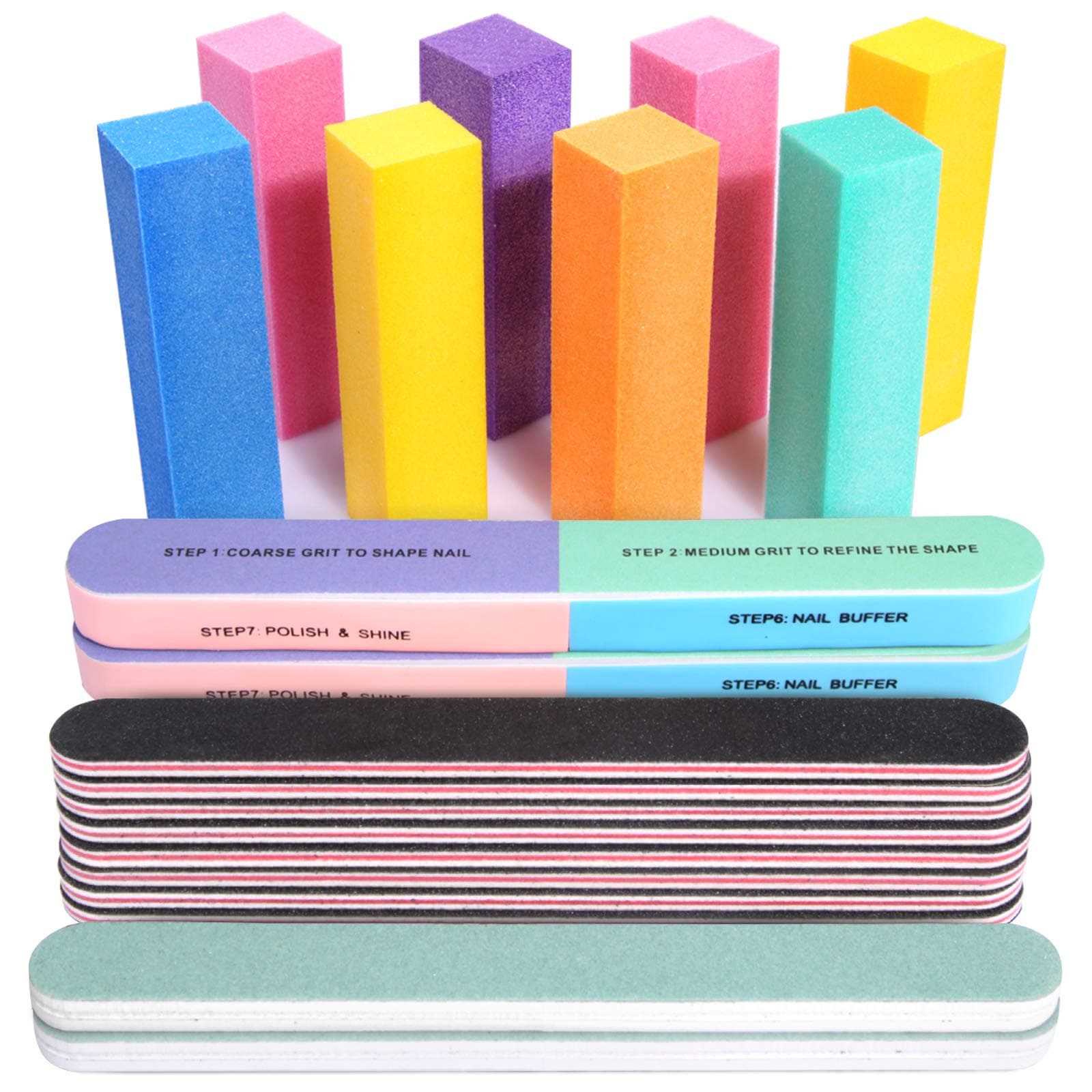 Nail File and Buffer, Professional Manicure Tool Kit Rectangle Art Care Buffer Block Tool