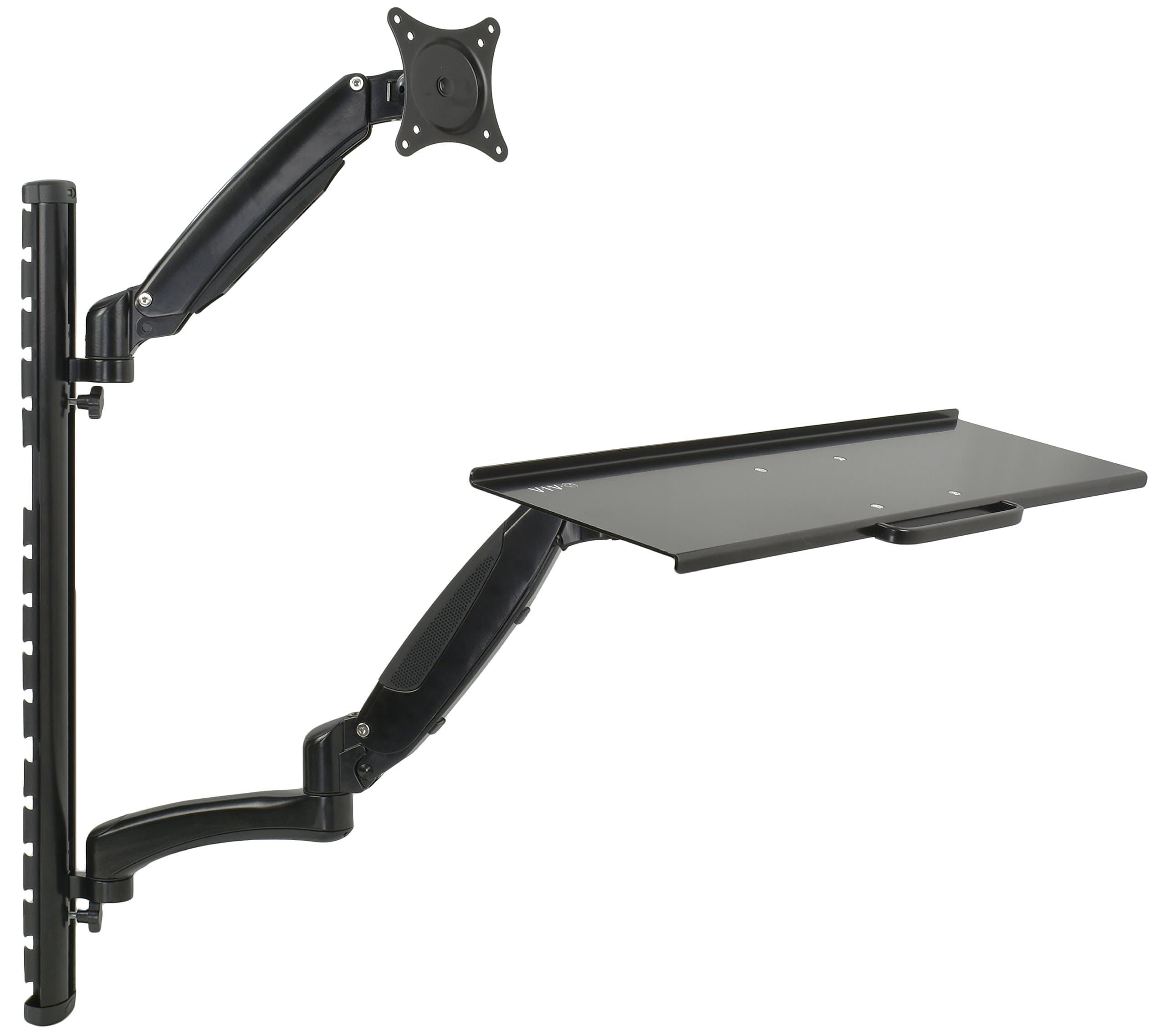 VIVO Black Sit-Stand Wall Mount Gas-Spring Height Adjustable Monitor & Keyboard Workstation for Screens Up to 27 (Stand-Sit1K)
