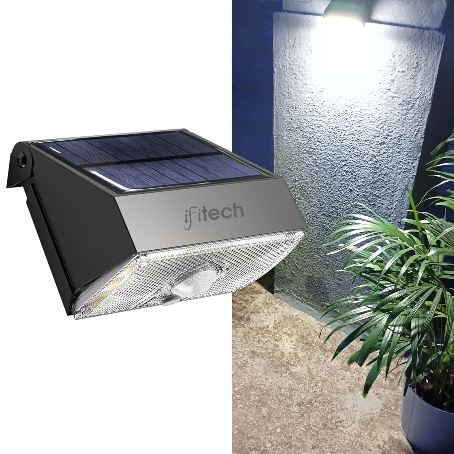 IFITech 10W Solar Lights for Outdoor Home, Solar Motion Sensor Lights for Garden Decoration, Solar Wall Lights, Solar Powered Outdoor Lights (Warm White) for Front Door, Garden, Yard, Patio, Garage
