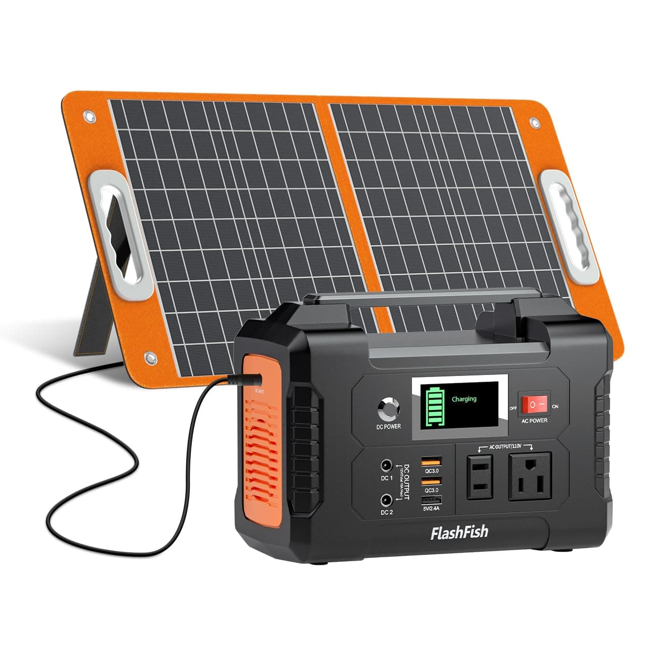 Solar Generator With Solar Panel Included, FF Flashfish 200W Portable Power Station+60W Solar Panel(DC/USB-A/USB-C Output), Backup Power Battery And Solar Panel Kit For Home Blackout/RV/Camping