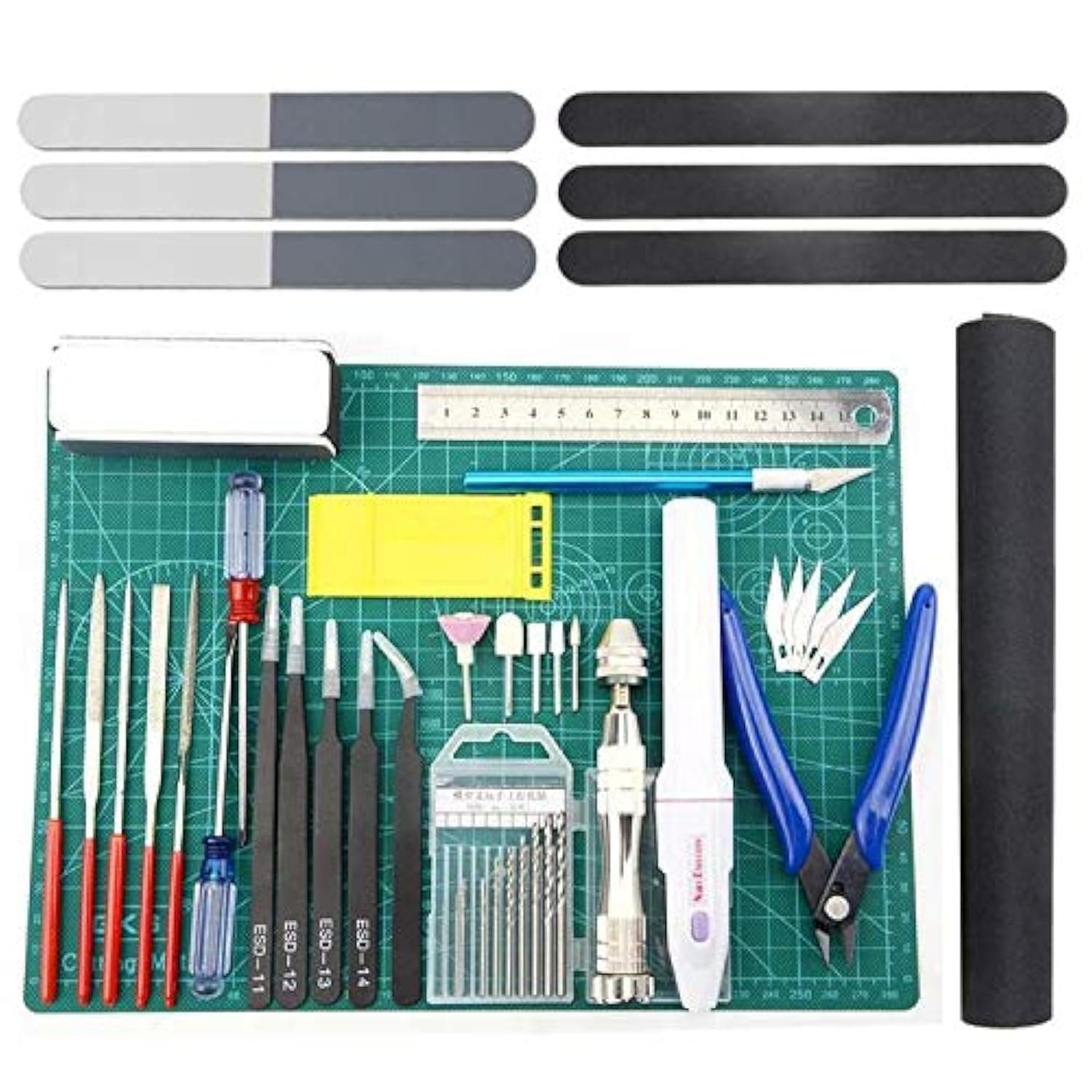 Professional 33 PCS Model Tools Kit Modeler Basic Tools Craft Set Hobby Building Tools Kit for Gundam Car Model Building Repairing and Fixing (J)