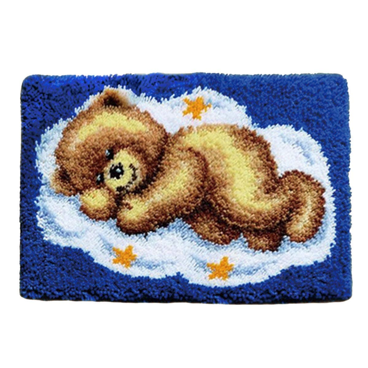 MLADEN DIY Crochet Yarn Kits,Needlework Latch Hook Kit Unfinished Crocheting Rug Yarn Cushion Embroidery Carpet Set (Bear,19.5"X15.5")