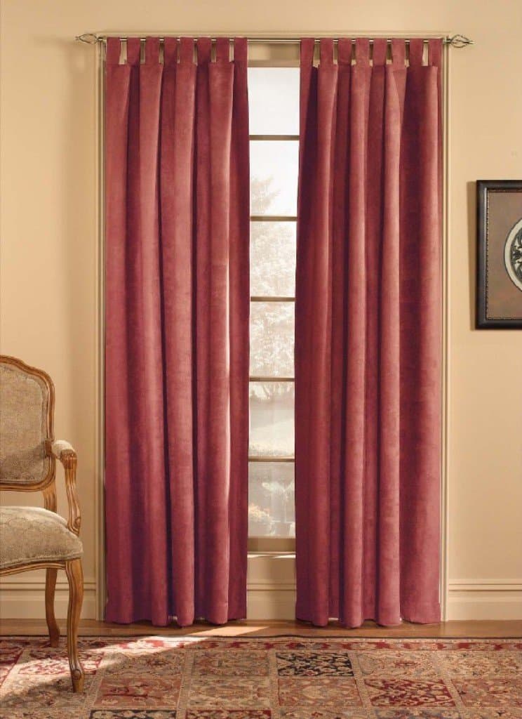 CHF & You Ultra Suede Tab Top Window Curtain Panel, Red, 50-Inch X 95-Inch