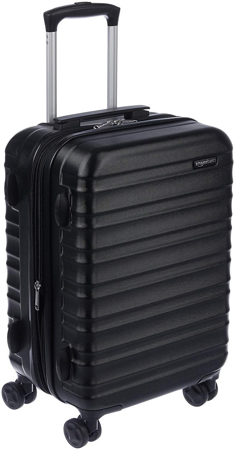 Hardside Expandable Carry-on - ABS Travel Luggage with 4 Double Spinner Wheels - Scratch Resistant and Lightweight Construction - 37.5 x 25.5 x 55cm - Black
