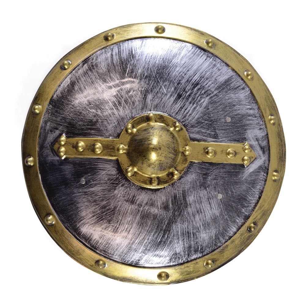 Bristol Novelty BA1011 Accessory | Round Armor Shield | for Men | 1 Piece | Silver and Gold PVC, Multicolor, One Size, 48 cm