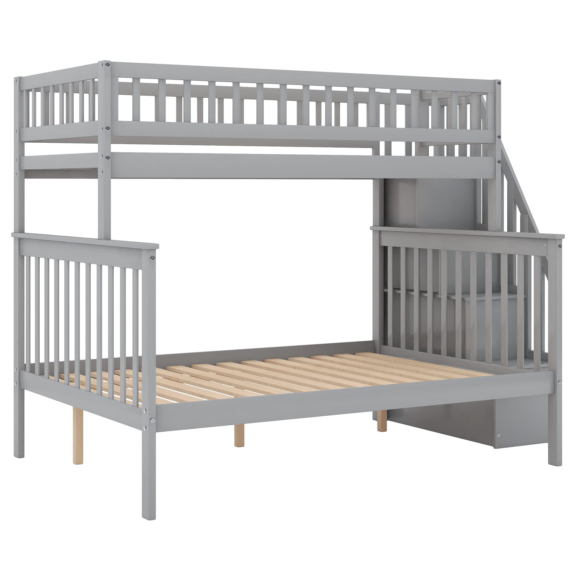 SOFTSEA Twin Over Full Bunk Bed with Staircase