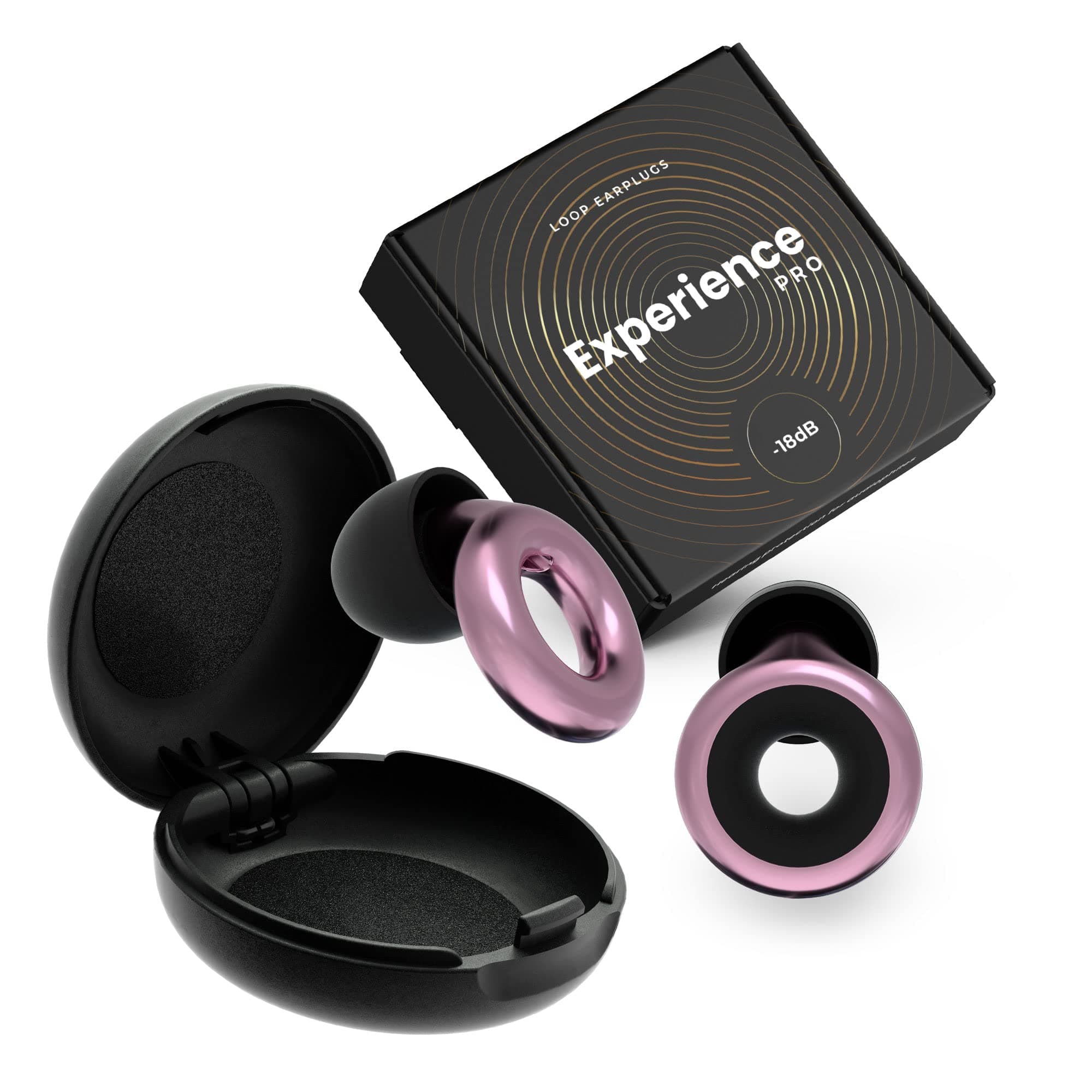 Loop Experience Plus Earplugs - High Fidelity Hearing Protection for Musicians, DJs, Drummers, Festivals, Concerts and Nightlife – 18dB Noise Reduction Ear Plugs – Extra Accessories Incl - Rose Gold