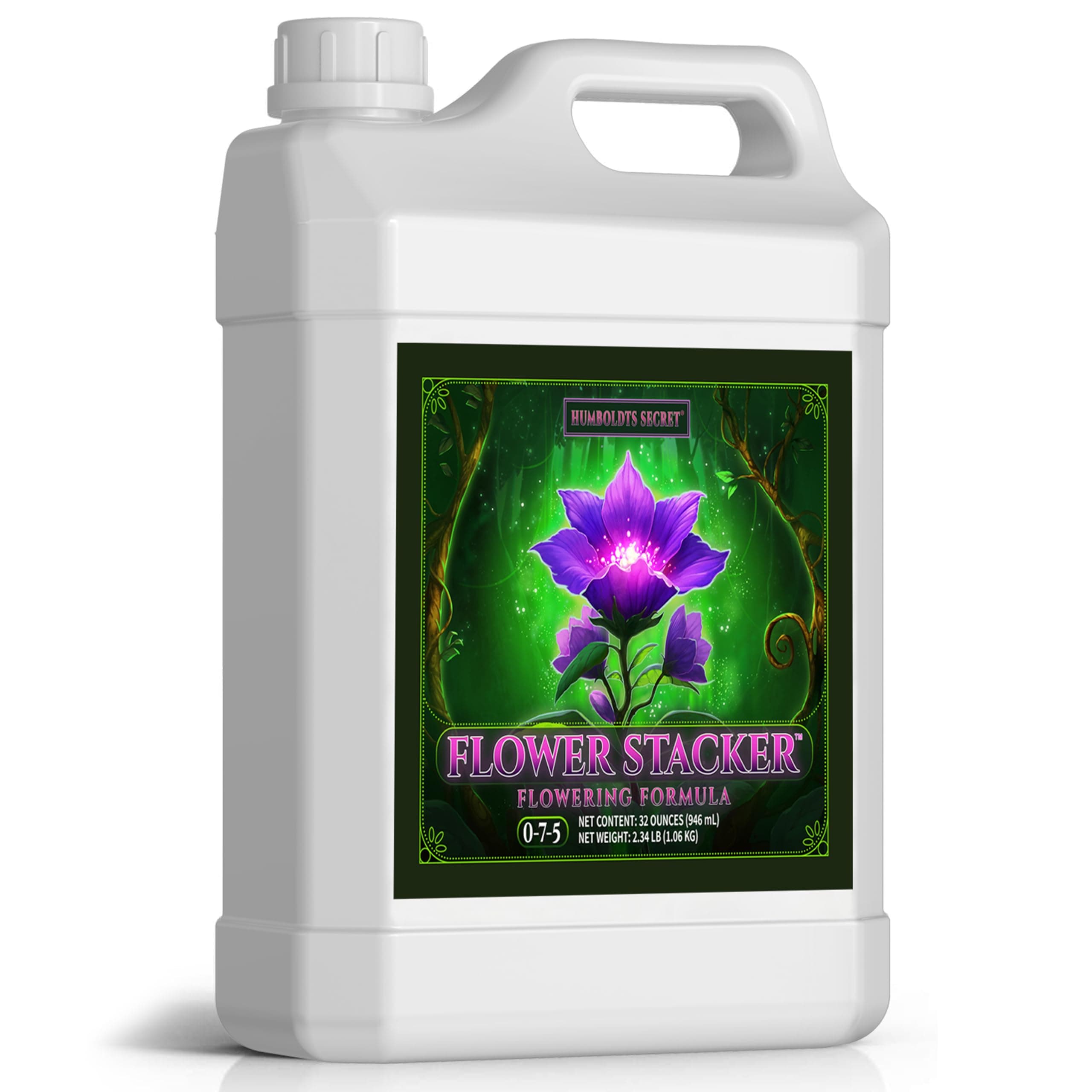 Flower Stacker | 0-7-5 Bloom Booster with Vitamin B1 | High Phosphorus Potassium Flowering Nutrients | Potting Soil Hydroponics Coco | Indoor & Outdoor Plants | 32 Ounce