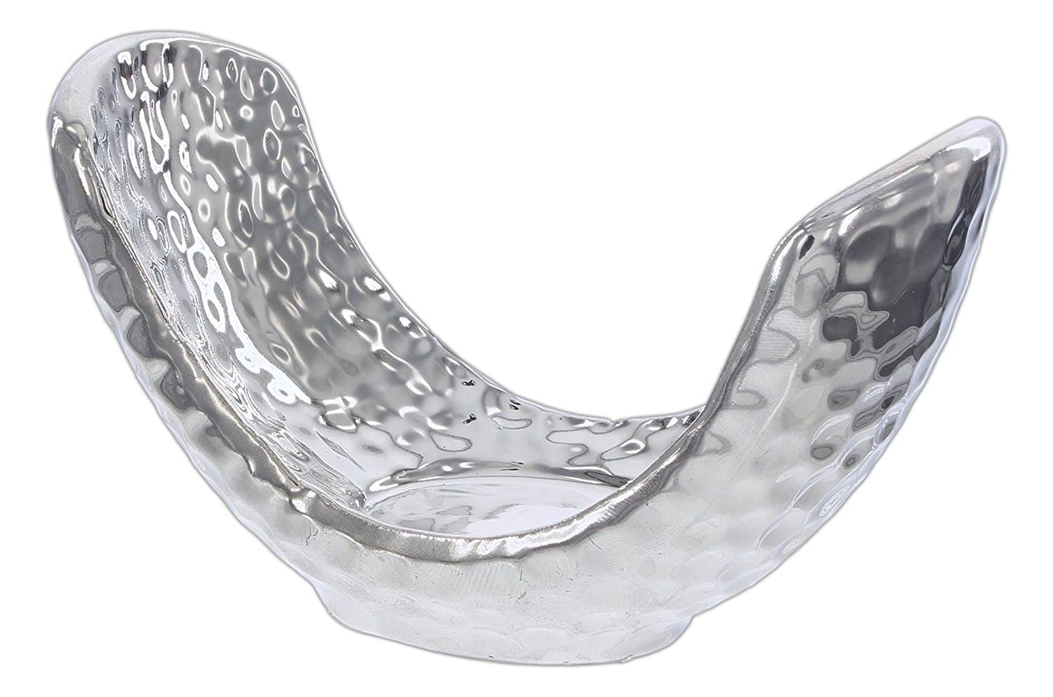 Sagebrook Home 10836D Ceramic Candle Holder, Silver, 5" x 2.5" x 3"