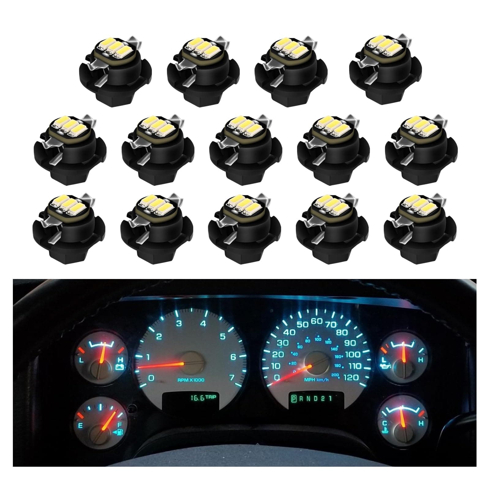 Instrument Gauge Cluster Panel Speedometer LED Lights Bulbs Kit replacement Compatible with 2002-2006 Dodge Ram 1500 2500 3500 (White), Pack of 14