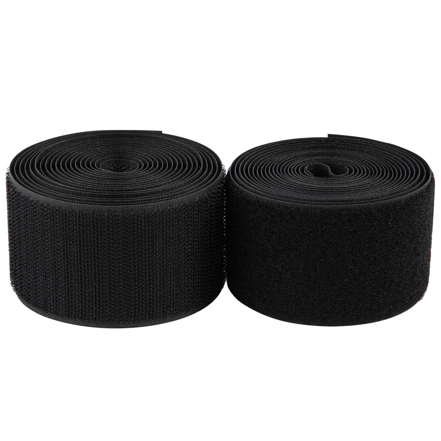 MYUREN 2 Inch Sew on Hook and Loop Strips | Easy to Sew | Excellent Grip | Non-Adhesive Back Nylon Fabric Fastener Strips for Clothing Sewing Crafts and DIY Projects, Black, 2in x 3yd