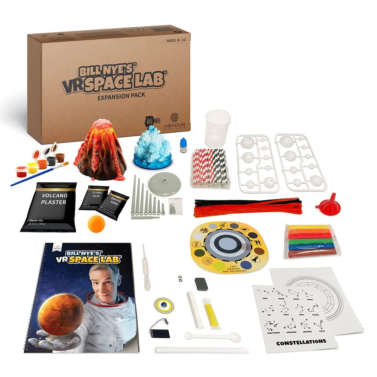 Abacus Brands Bill Nye's VR Space Lab - Virtual Reality Kids Science Kit, Book and Interactive STEM Learning Activity Set (Materials & Book Only (No Goggles))