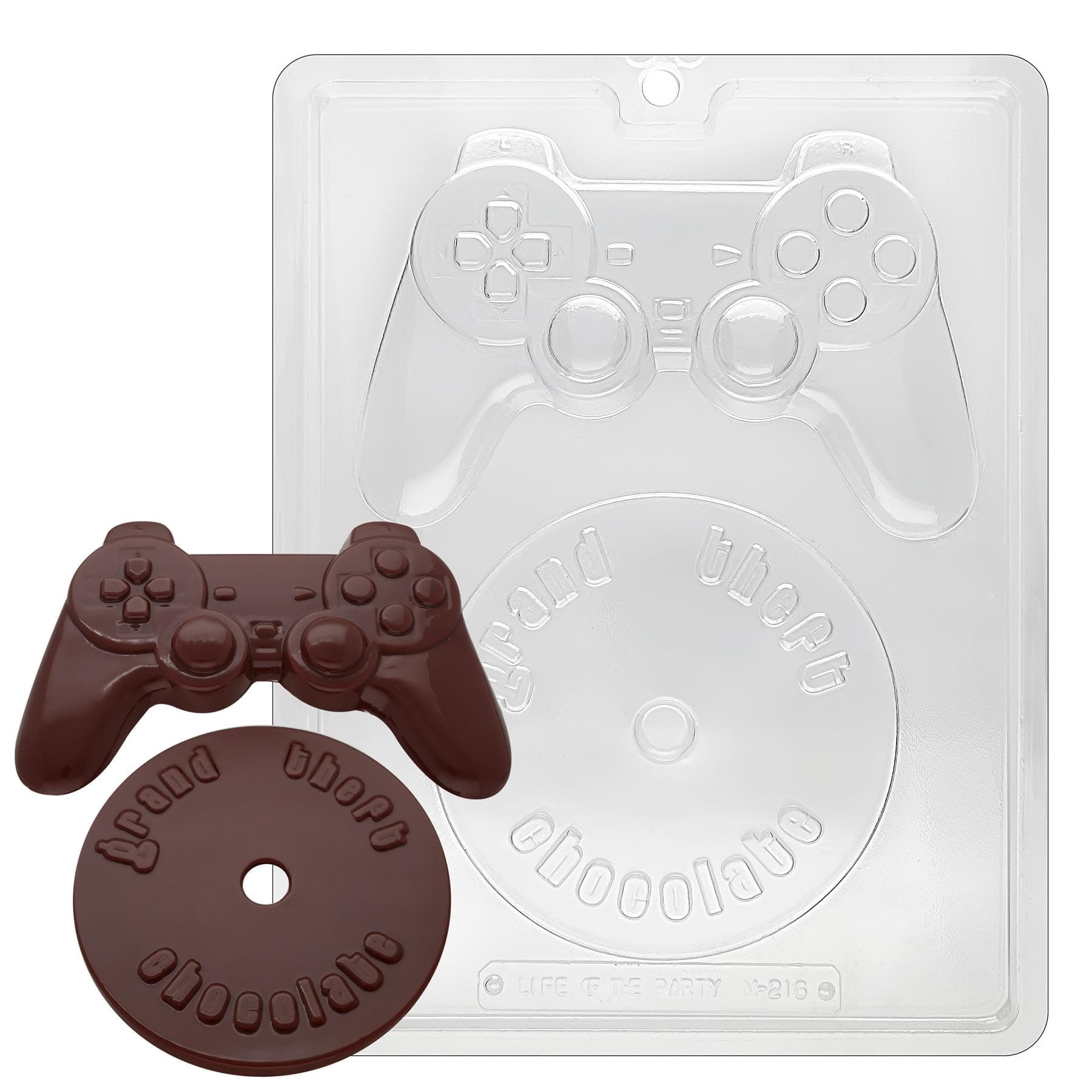 CybrTrayd Chocolate Candy Mold – Video Game Kit – 2 Cavities Controller 6-3/4” x 4” x 3/8”, Disc 4-3/4” x 1/4" – For Candy, Cookies, Chocolate, Soap & Plaster – Includes Instructions