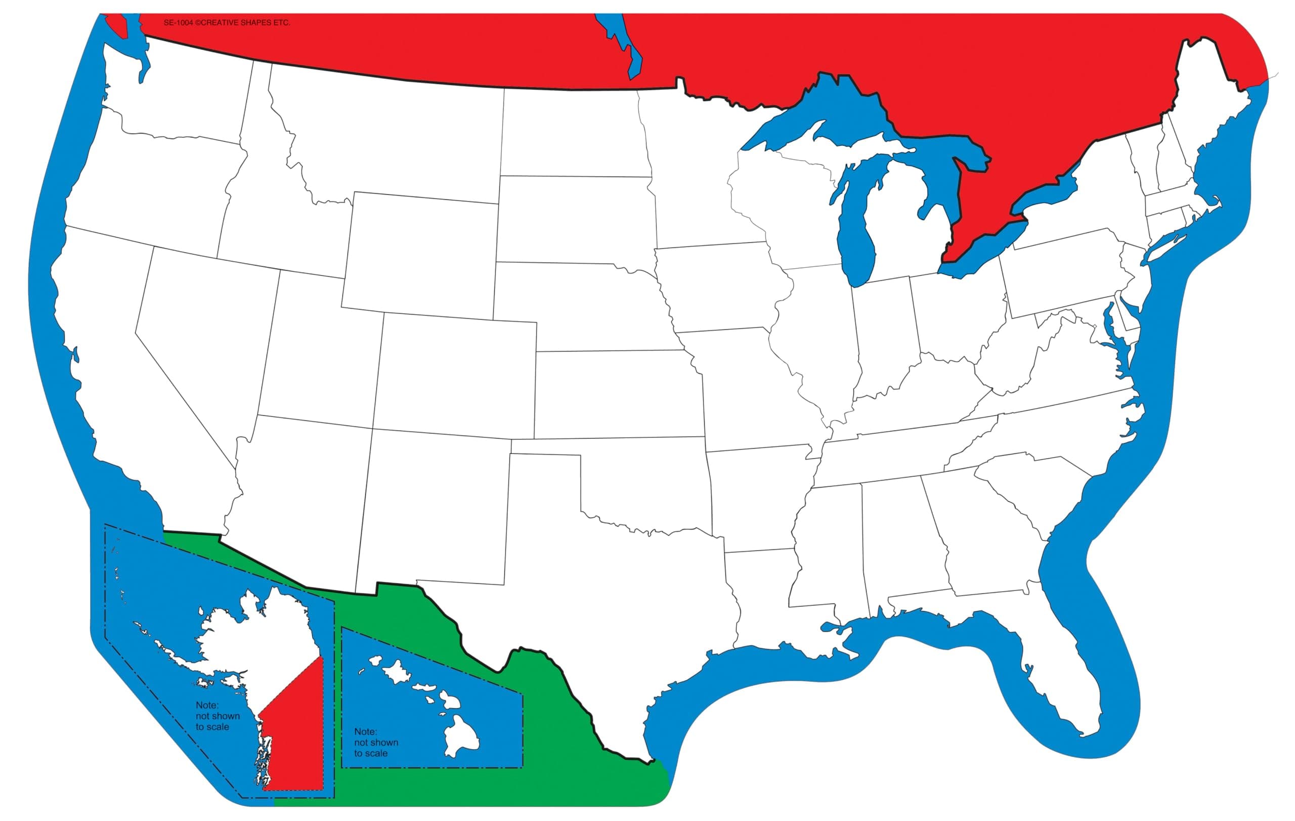 9” x 19” Unlabeled U.S. Practice Maps