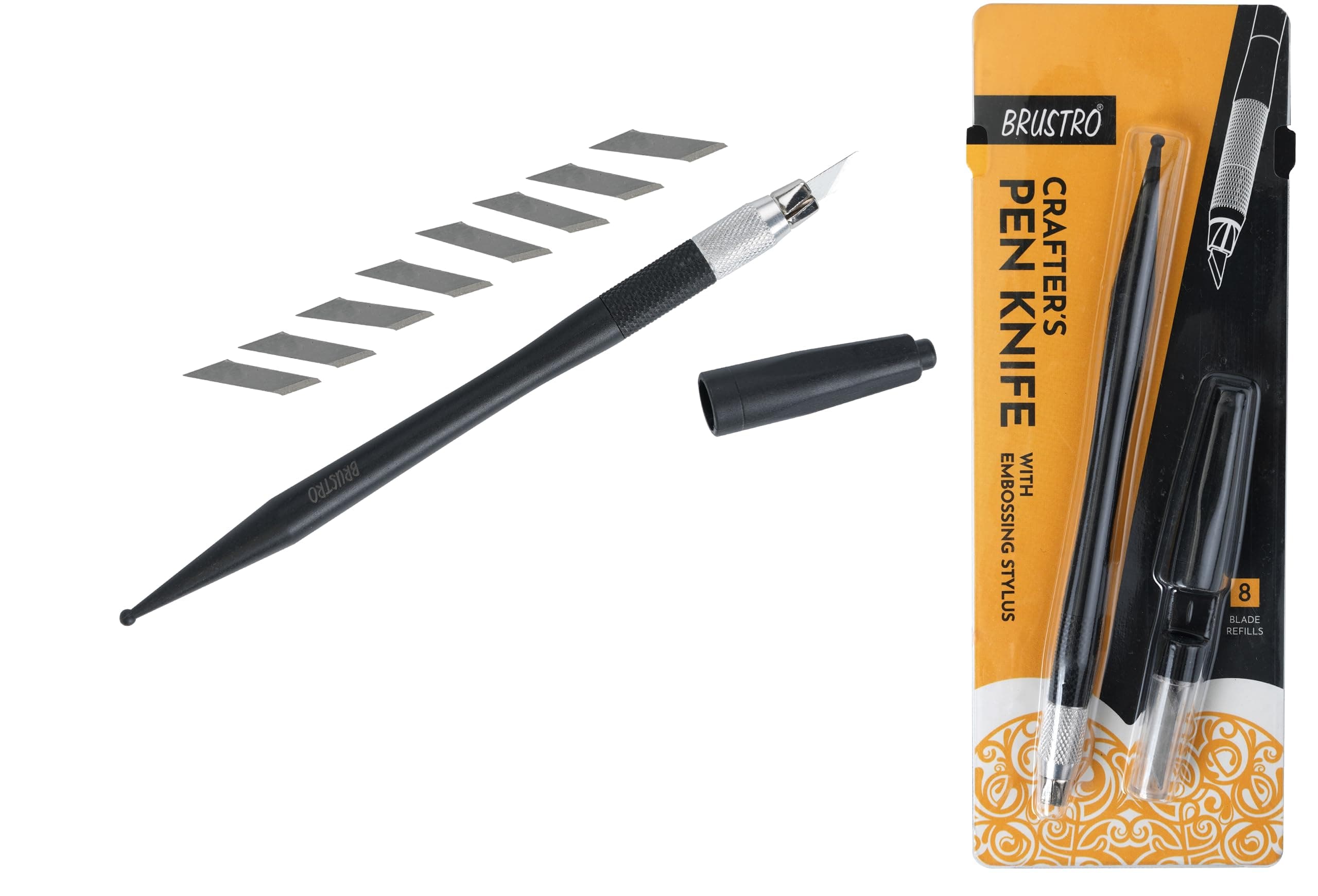 Brustro Crafter Pen Knife with Embossing Stylus 8 Blade refills included