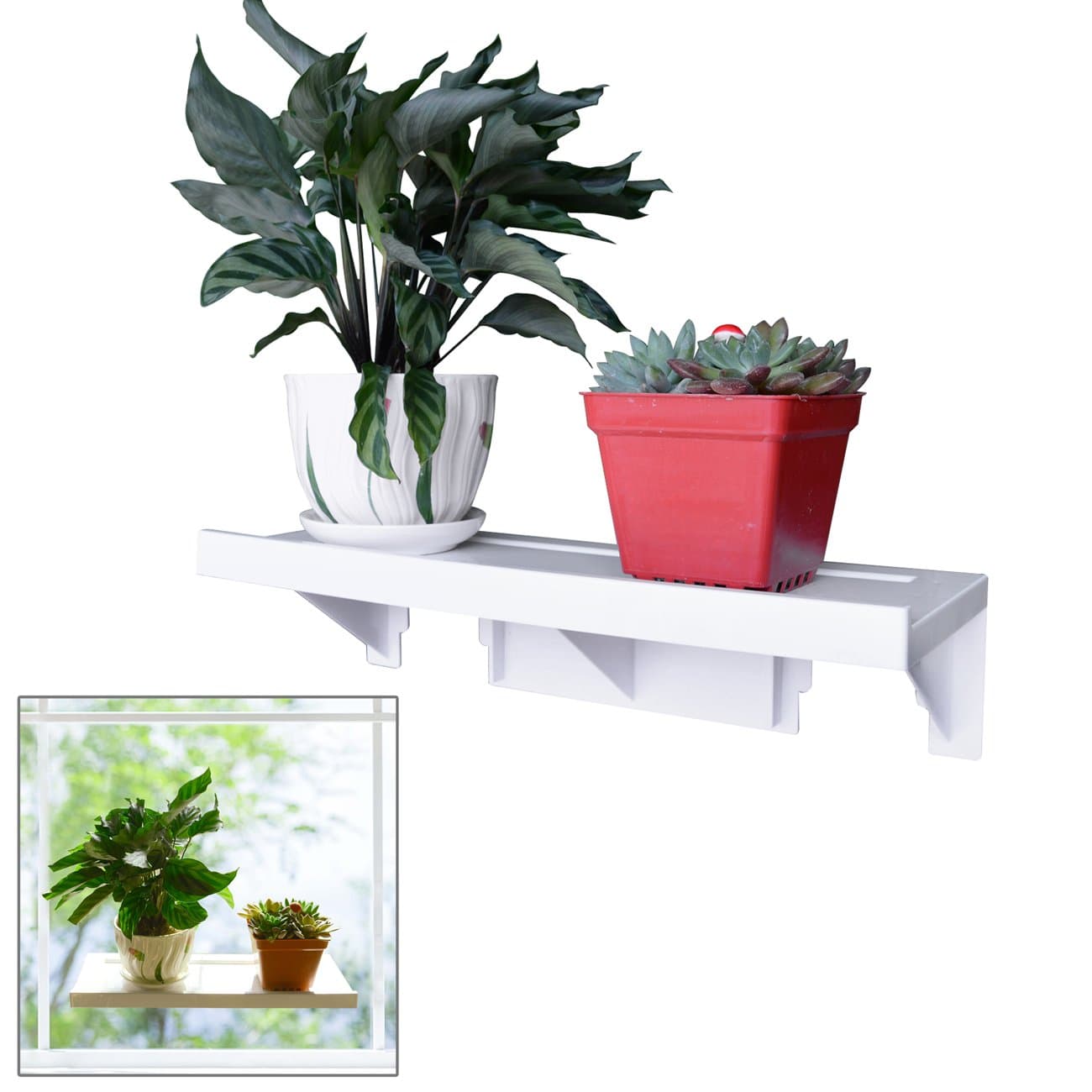 Easy Eco Life Large Powerful Window Sill Shelf Rack for Plants Herb Pots 15.4 5.4 Up to Hold 22 lbs Reusable Removable With No Residue Damage Free Installation